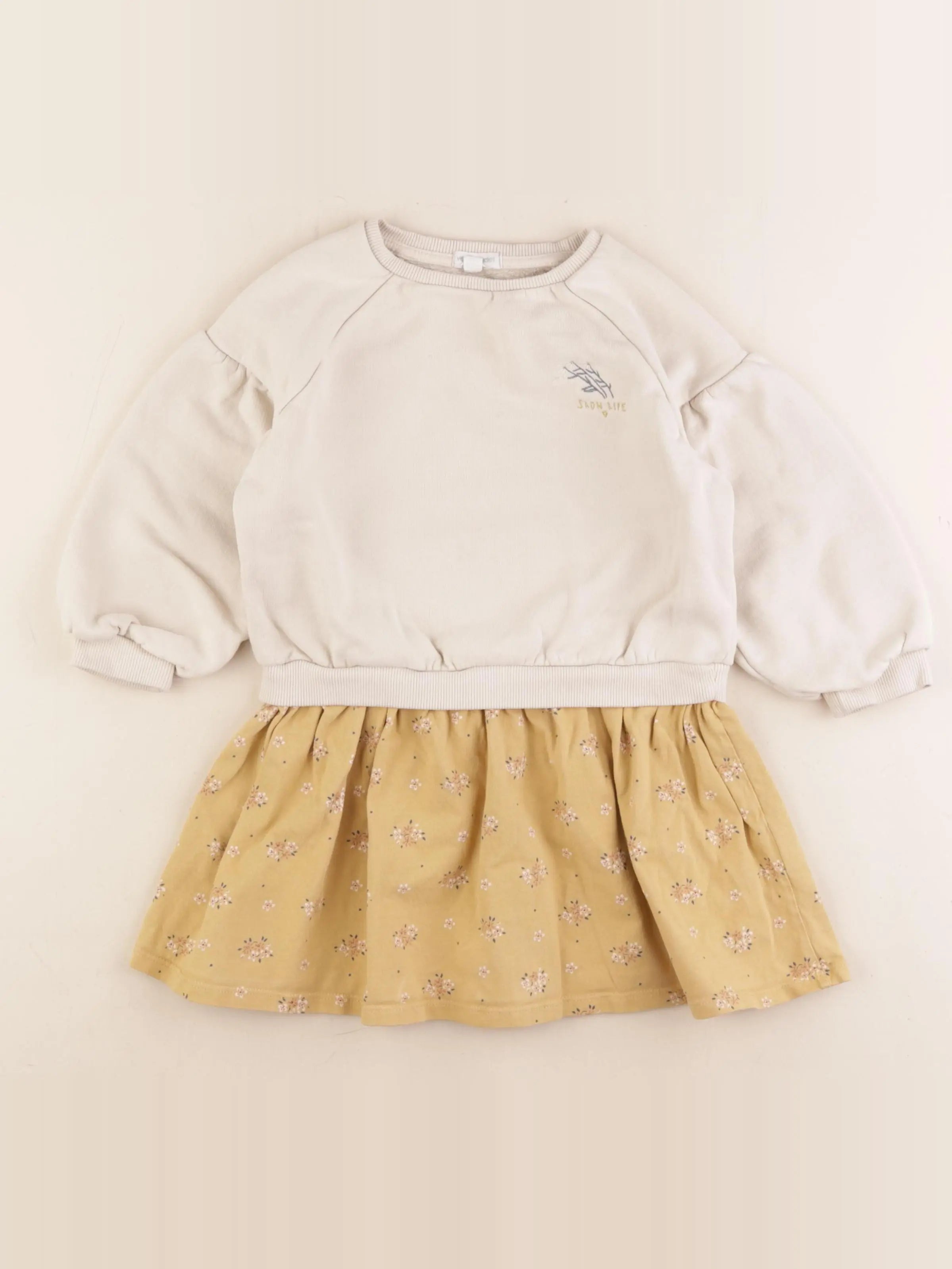Vertbaudet - robe beige, jaune - 4 ans