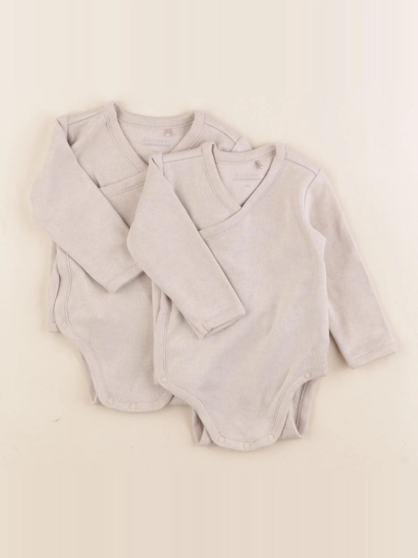 Boutchou - lot de 2 bodies en coton marron - 3 mois