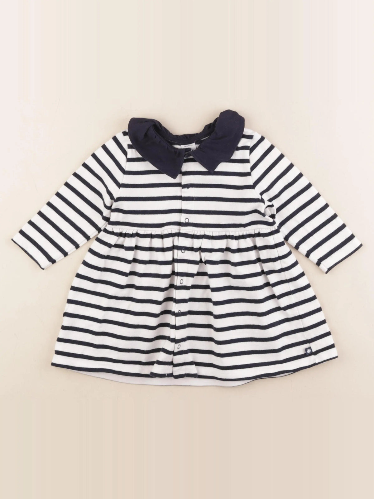 Petit Bateau - robe blanc, bleu - 18 mois
