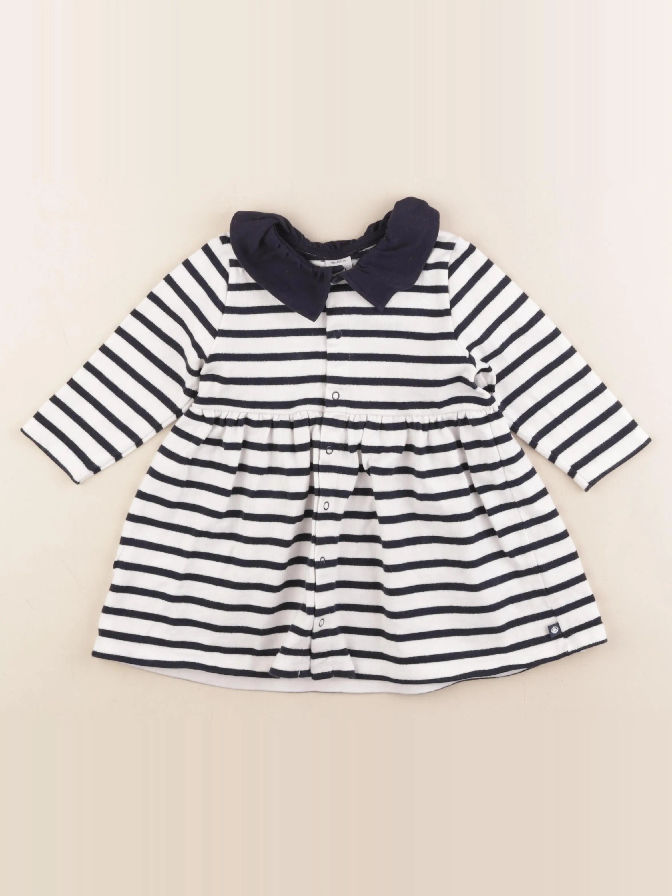 Petit Bateau - robe blanc, bleu - 18 mois
