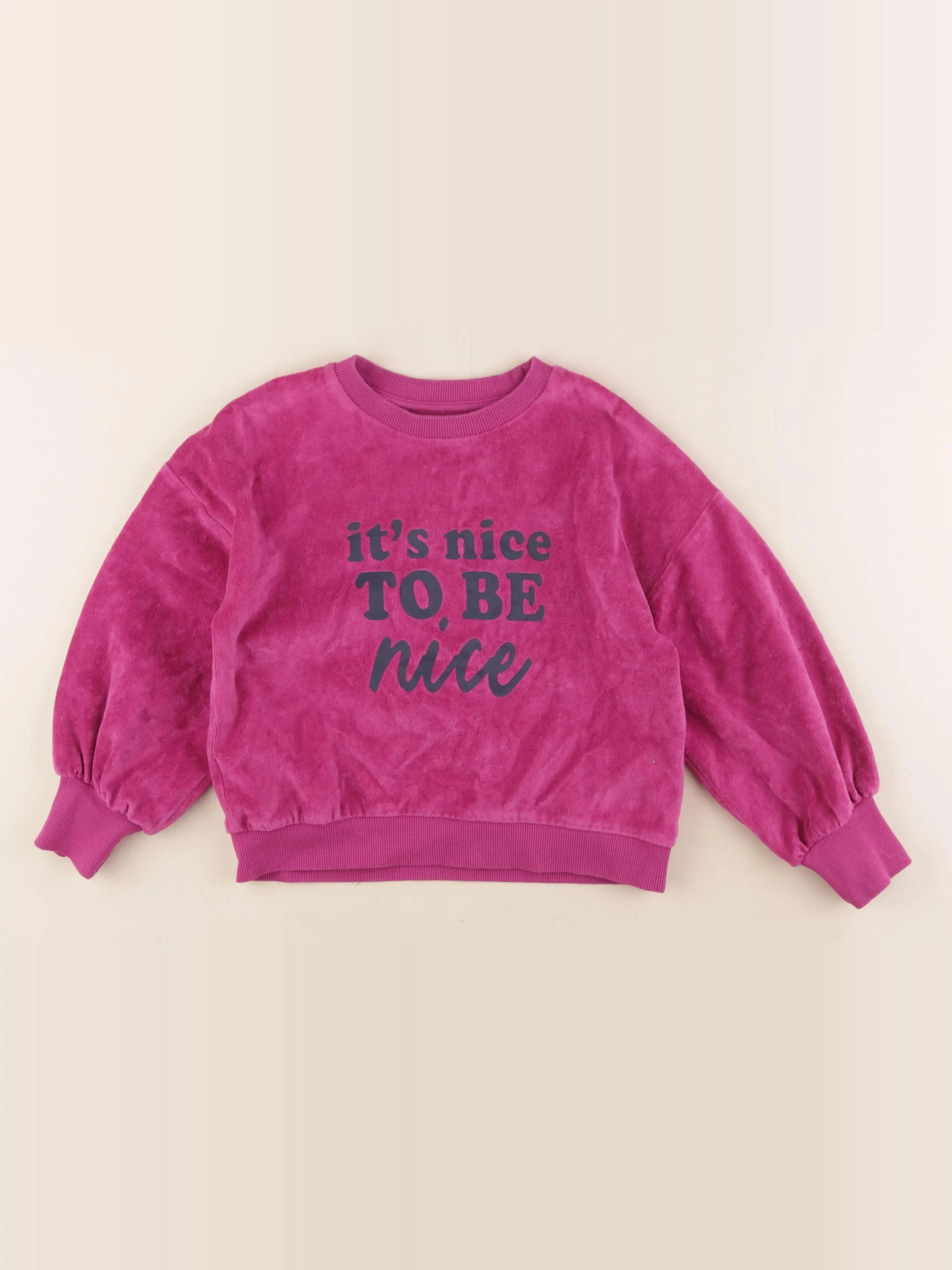 Vertbaudet - sweat velours rose - 6 ans