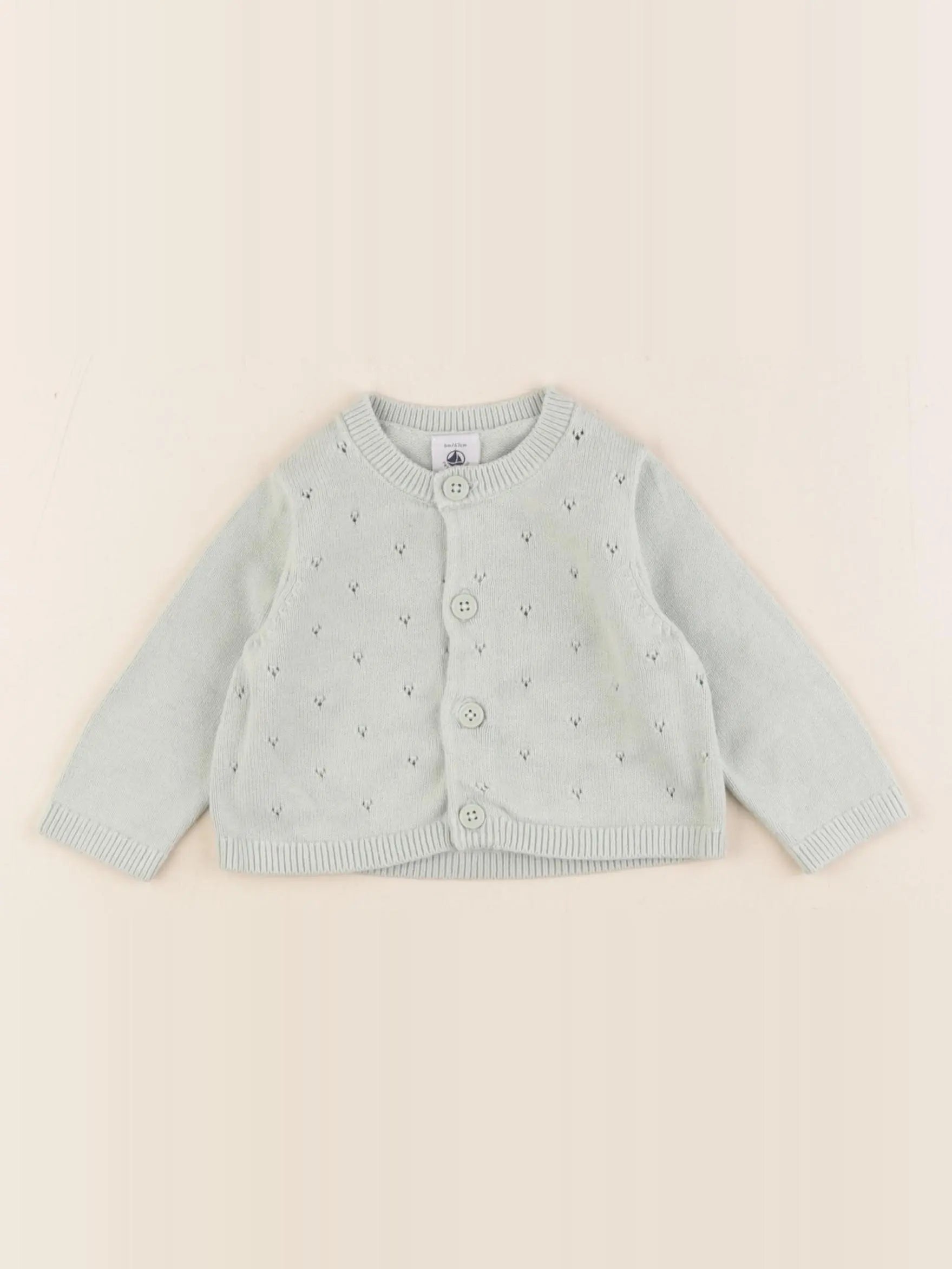 Petit Bateau - gilet vert - 6 mois