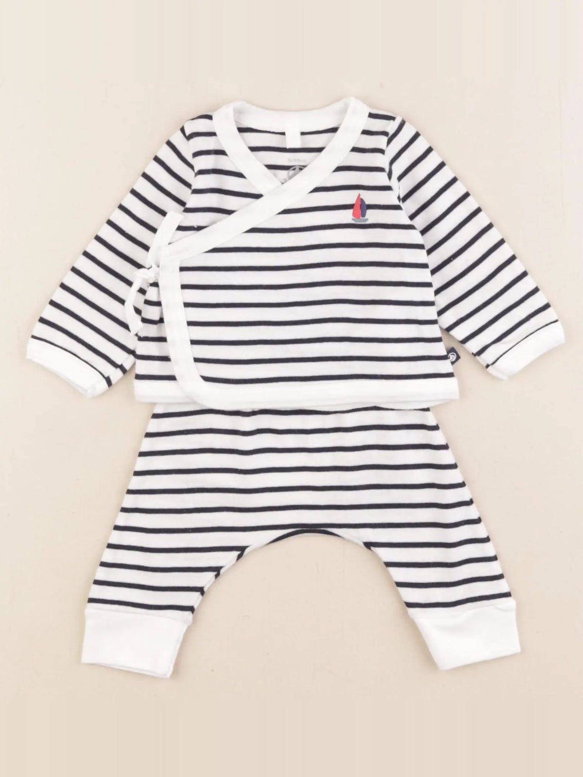 Petit Bateau - ensemble bleu - 0 mois