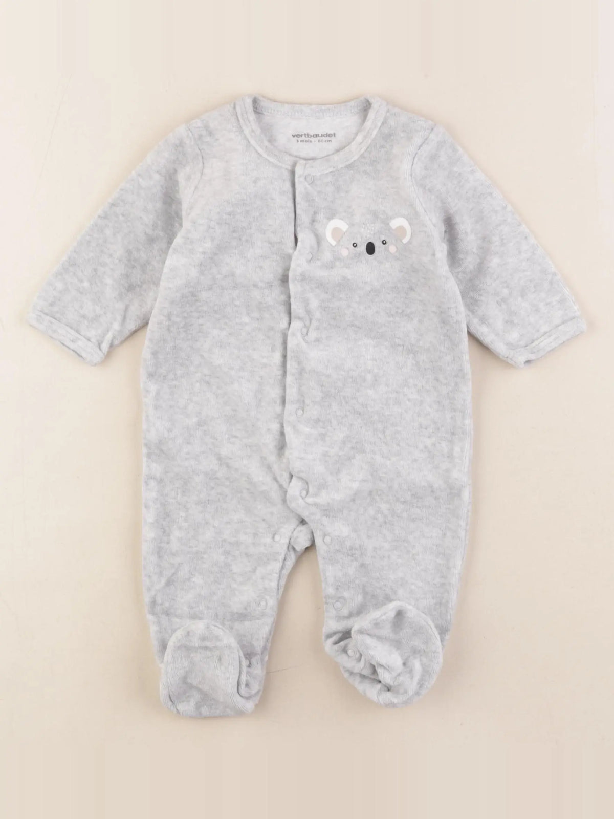 Vertbaudet - pyjama velours gris - 3 mois