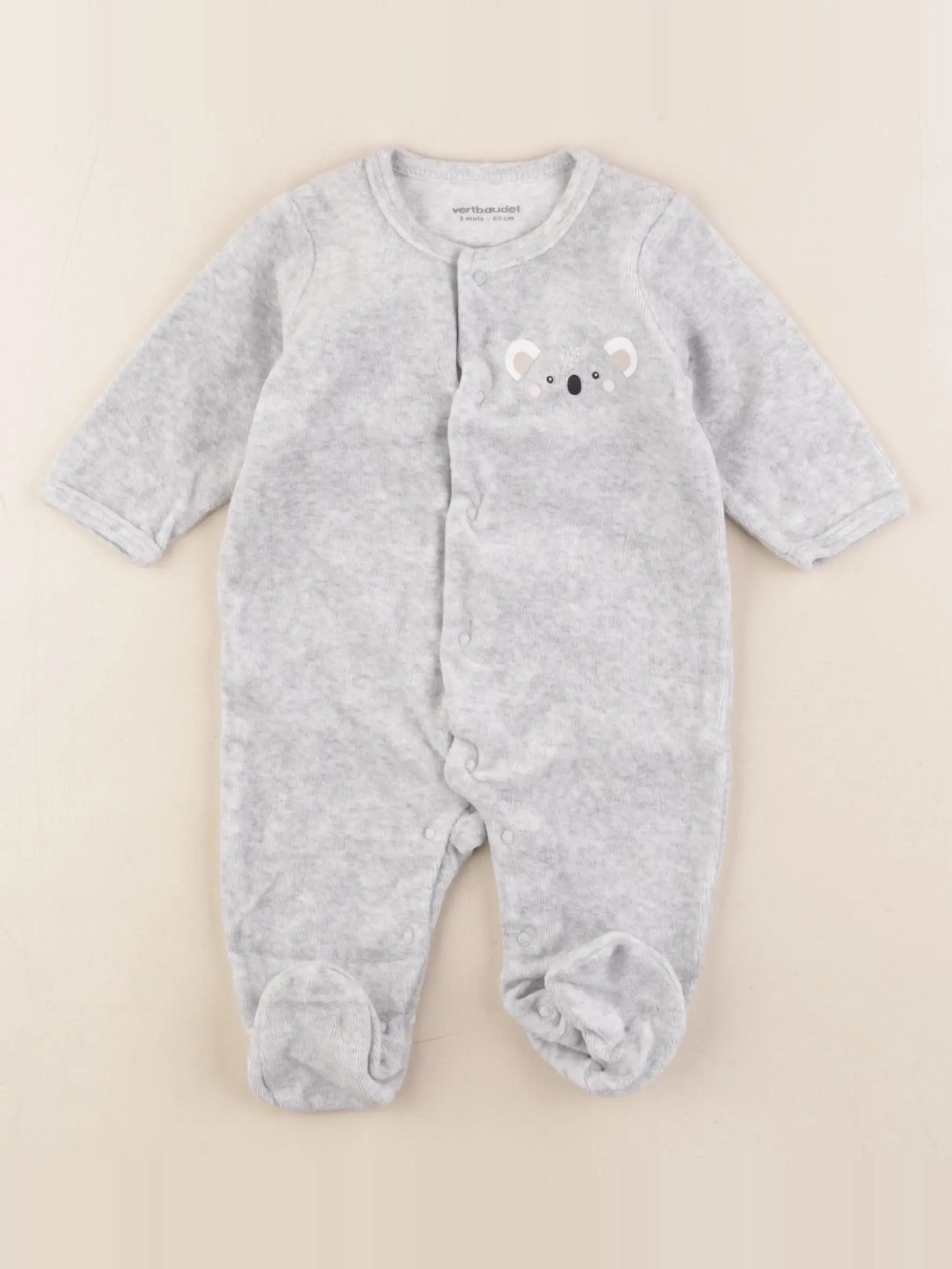 Vertbaudet - pyjama velours gris - 3 mois