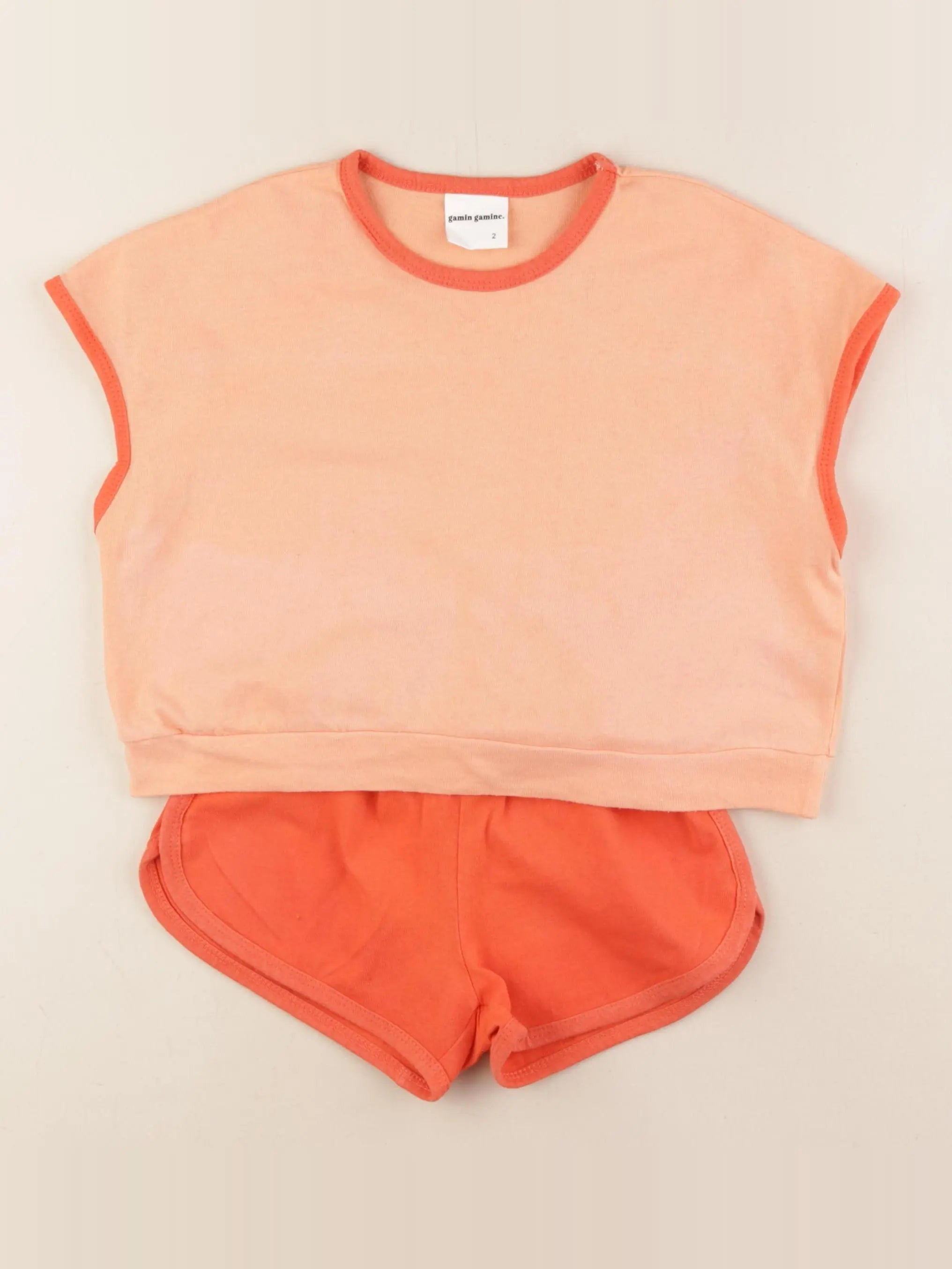 Gamin gamine - ensemble orange - 2 ans