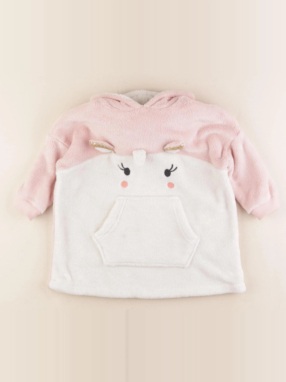 Vertbaudet - sweat blanc, rose - 3 ans