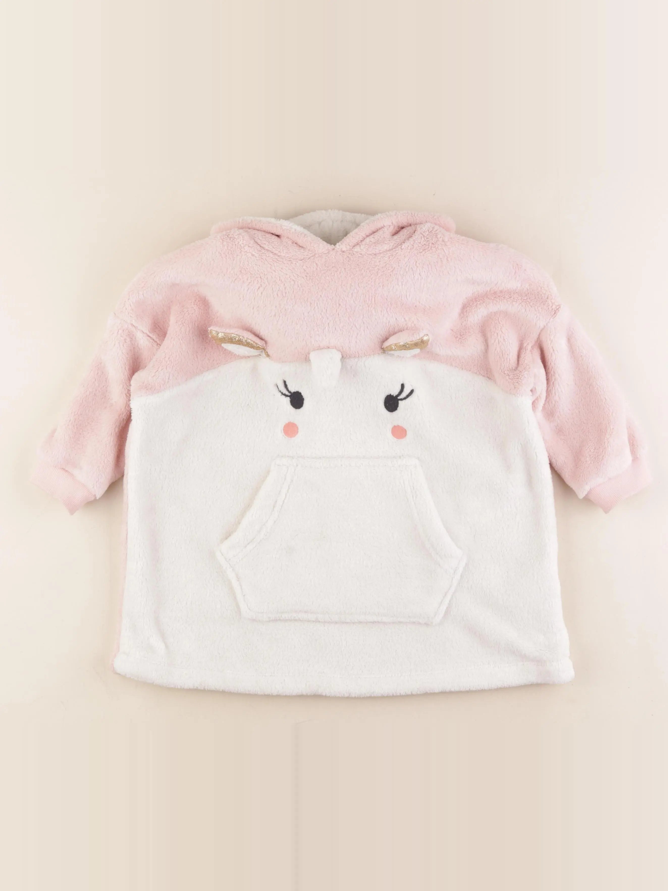 Vertbaudet - sweat blanc, rose - 3 ans