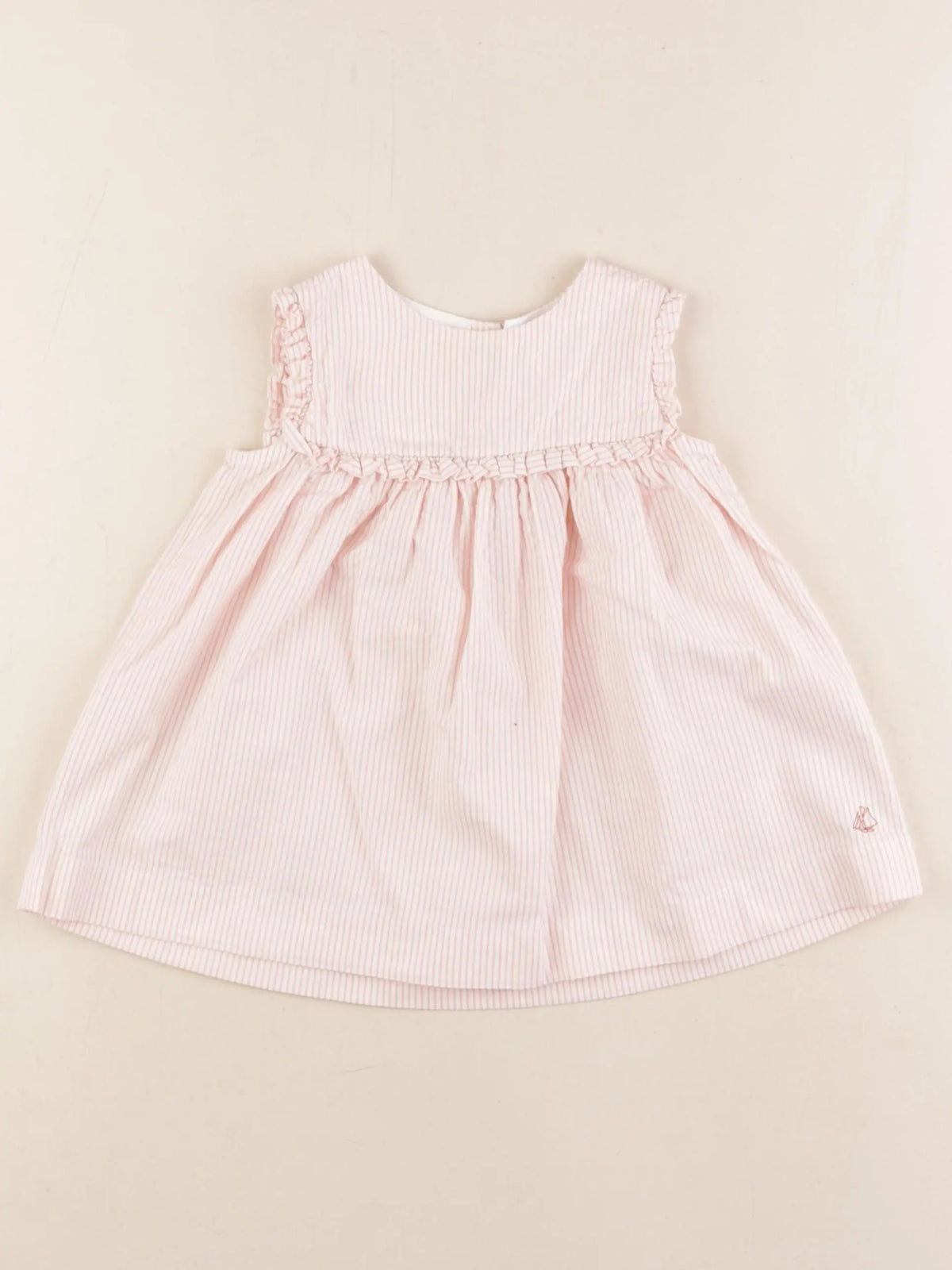 Petit Bateau - robe blanc, rose - 6 mois