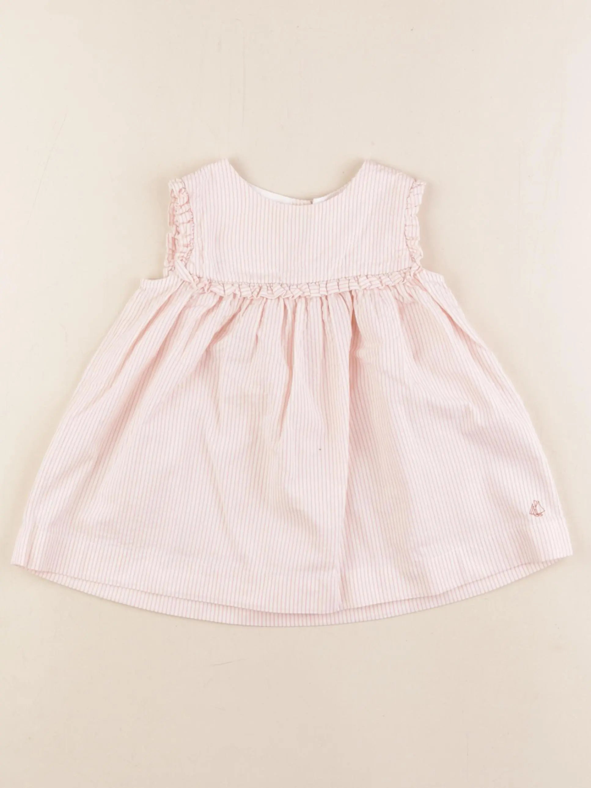 Petit Bateau - robe blanc, rose - 6 mois