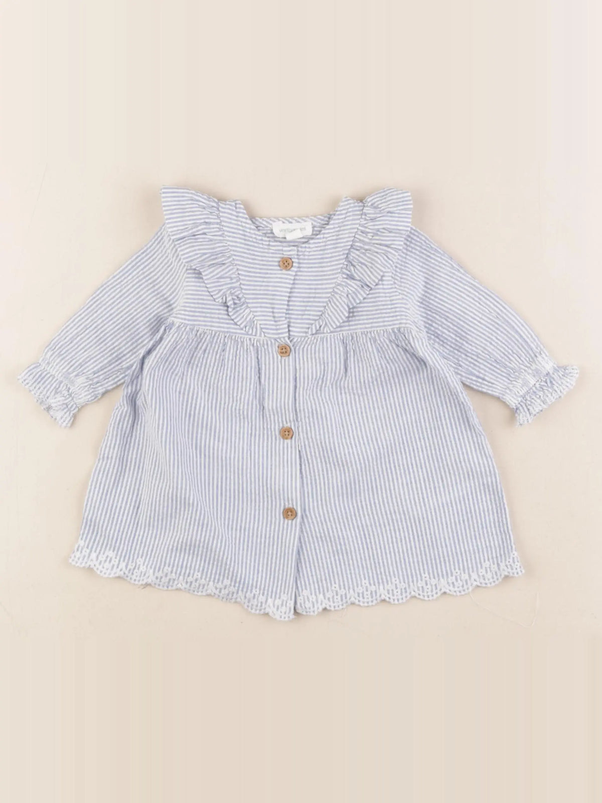 Vertbaudet - robe blanc, bleu - 3 mois