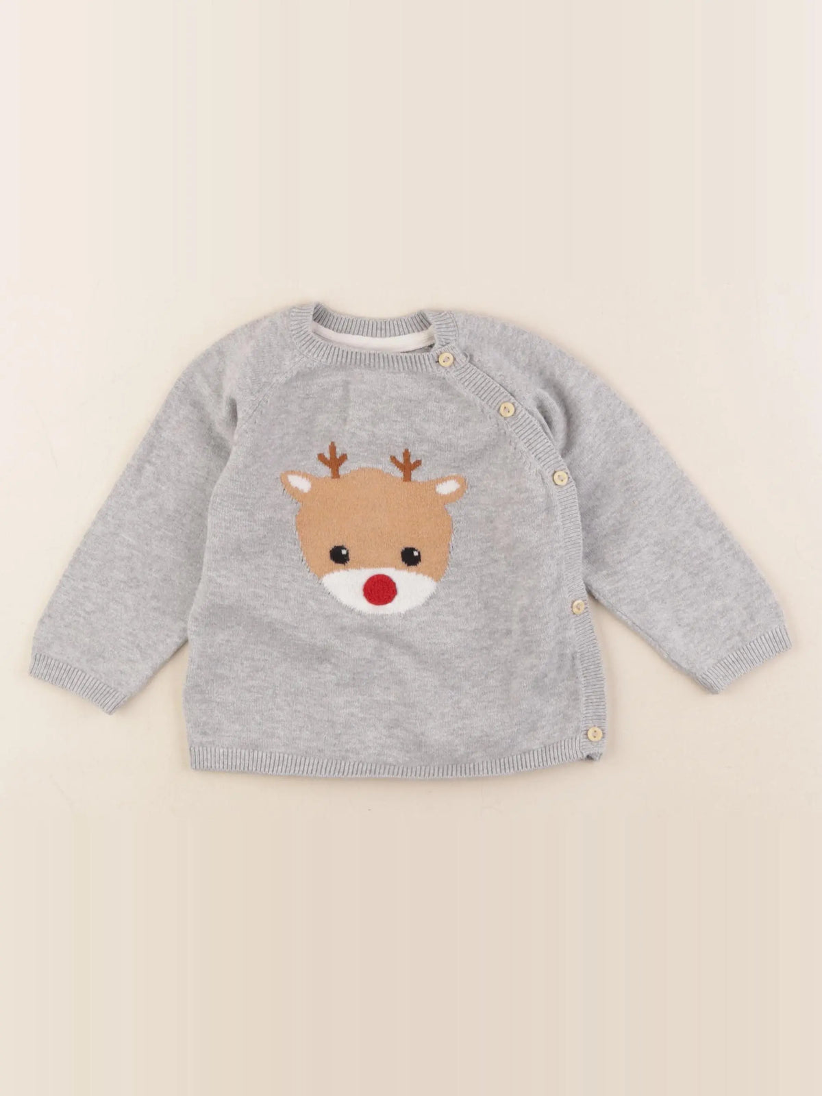H&M - pull gris - 6/9 mois