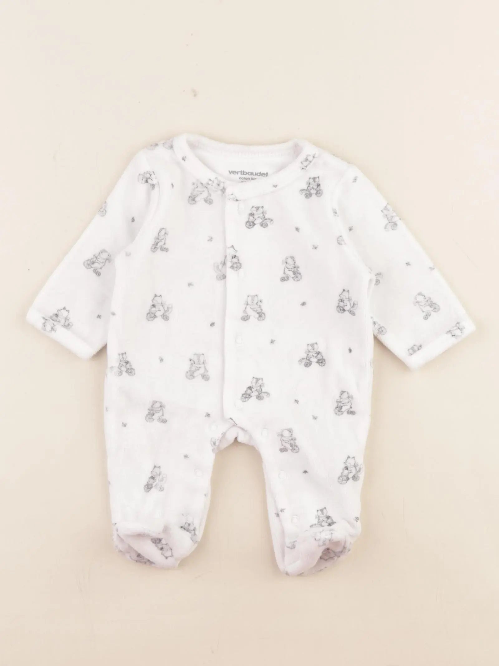 Vertbaudet - pyjama velours blanc - 0 mois