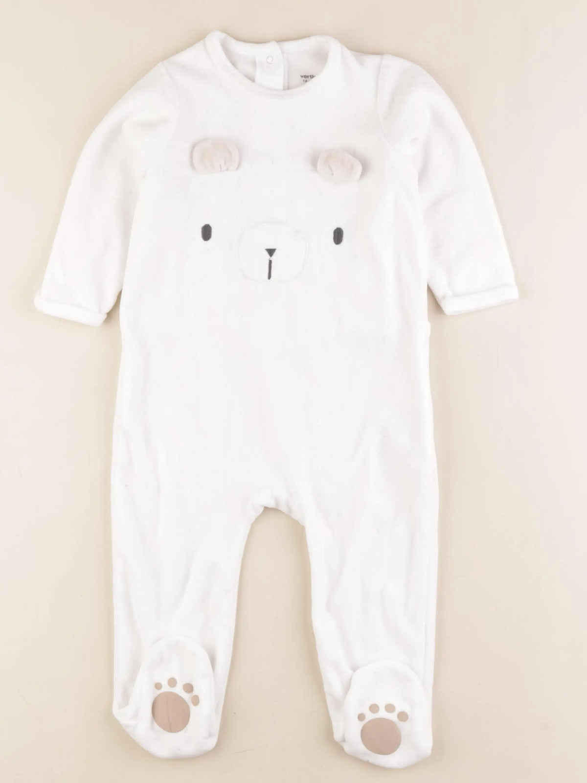 Vertbaudet - pyjama velours blanc - 18 mois