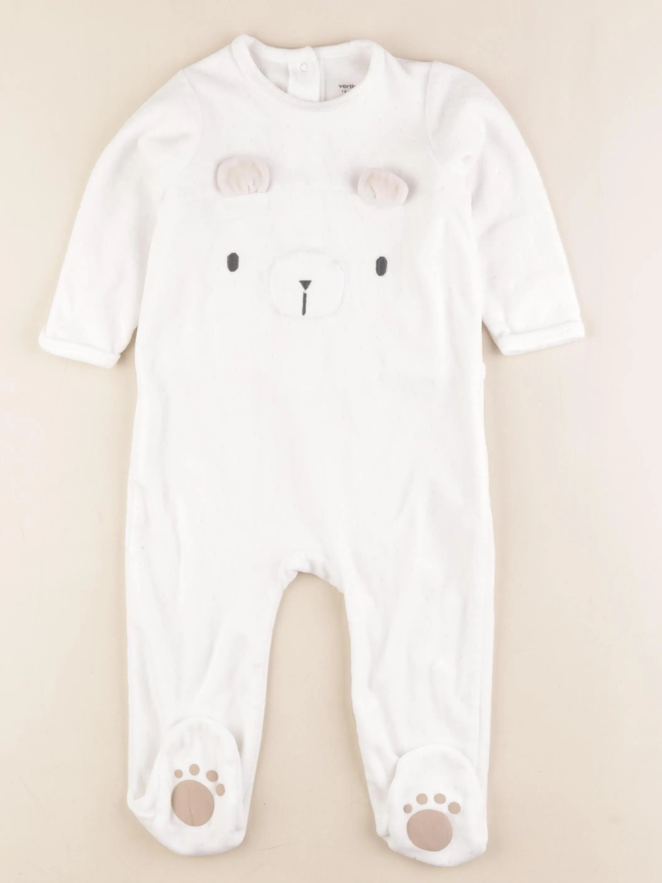 Vertbaudet - pyjama velours blanc - 18 mois