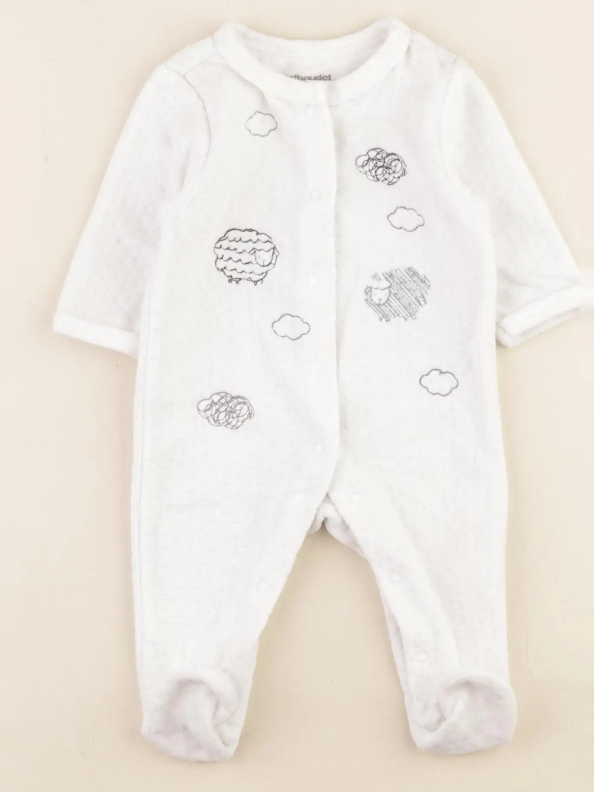 Vertbaudet - pyjama velours blanc - 1 mois