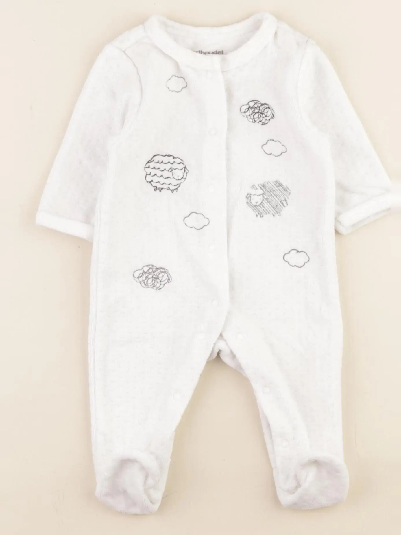 Vertbaudet - pyjama velours blanc - 1 mois