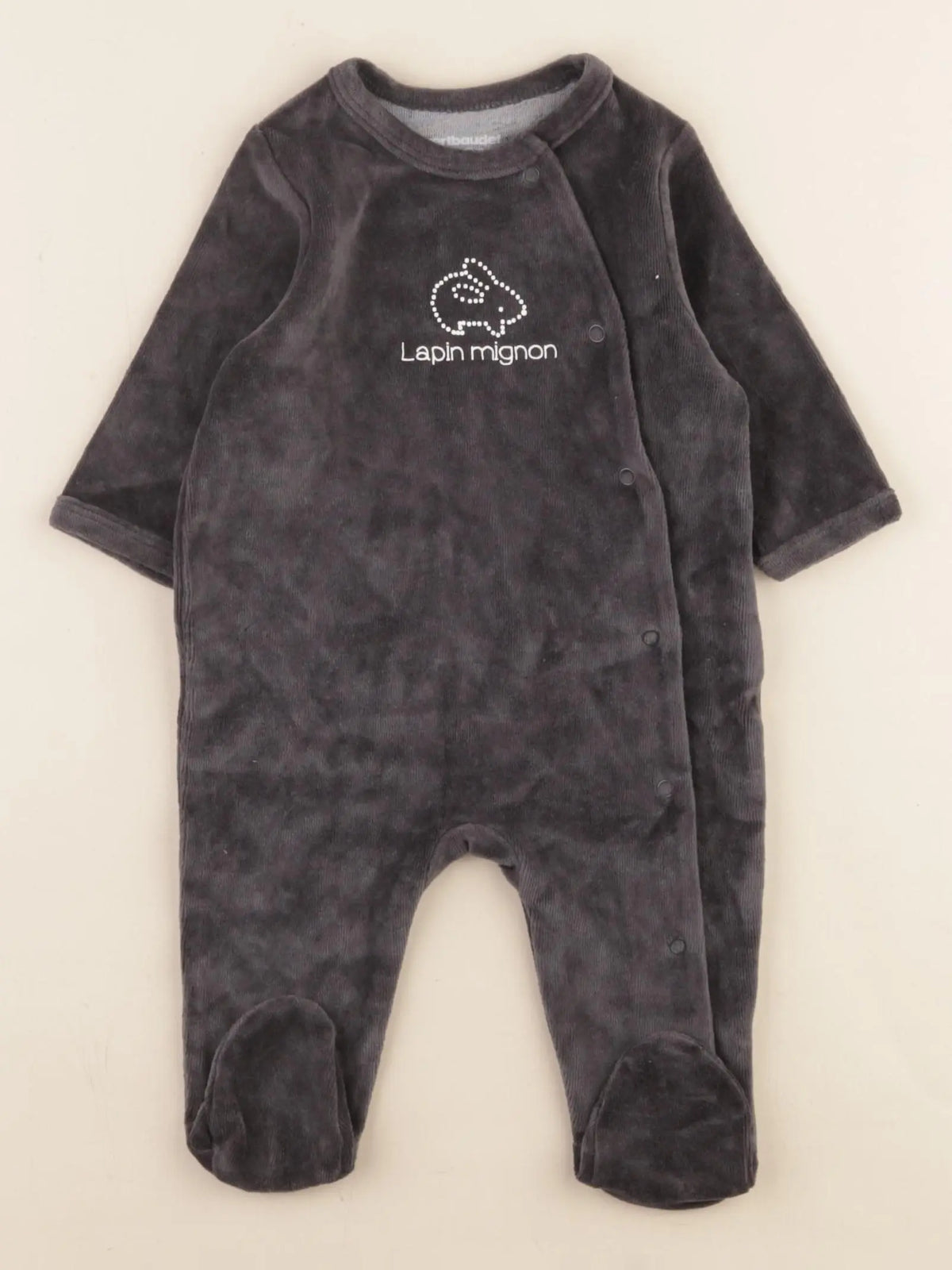 Vertbaudet - pyjama velours gris - 3 mois