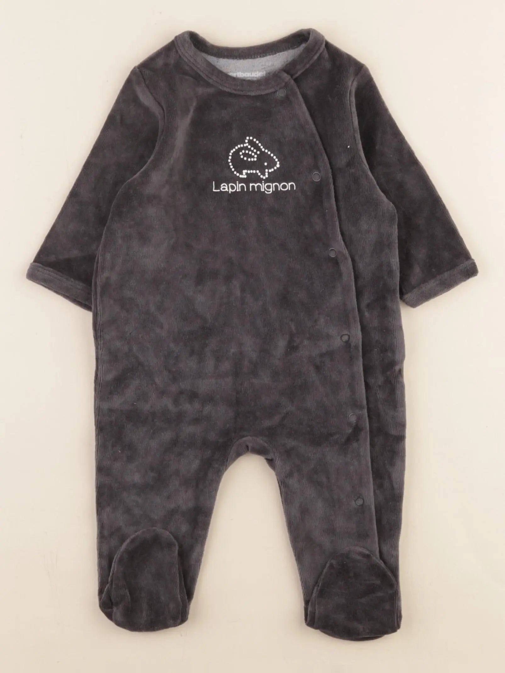 Vertbaudet - pyjama velours gris - 3 mois
