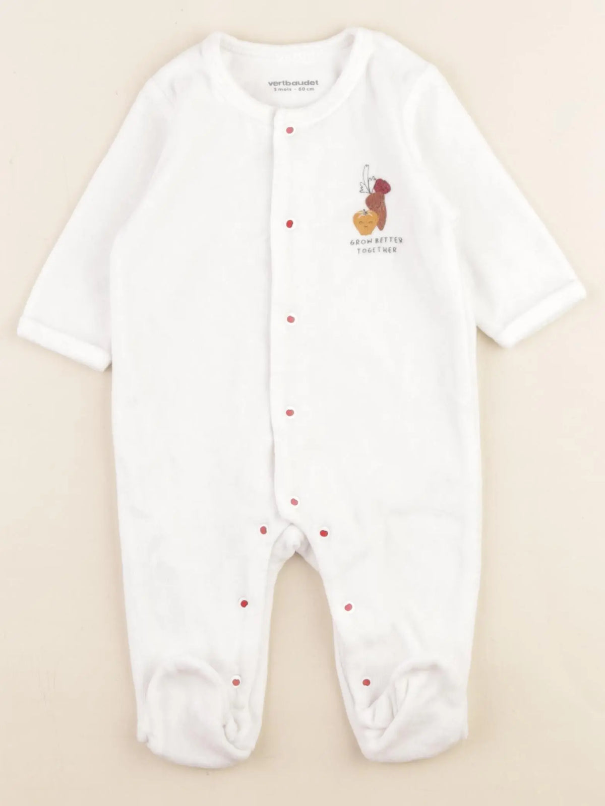 Vertbaudet - pyjama velours blanc - 3 mois