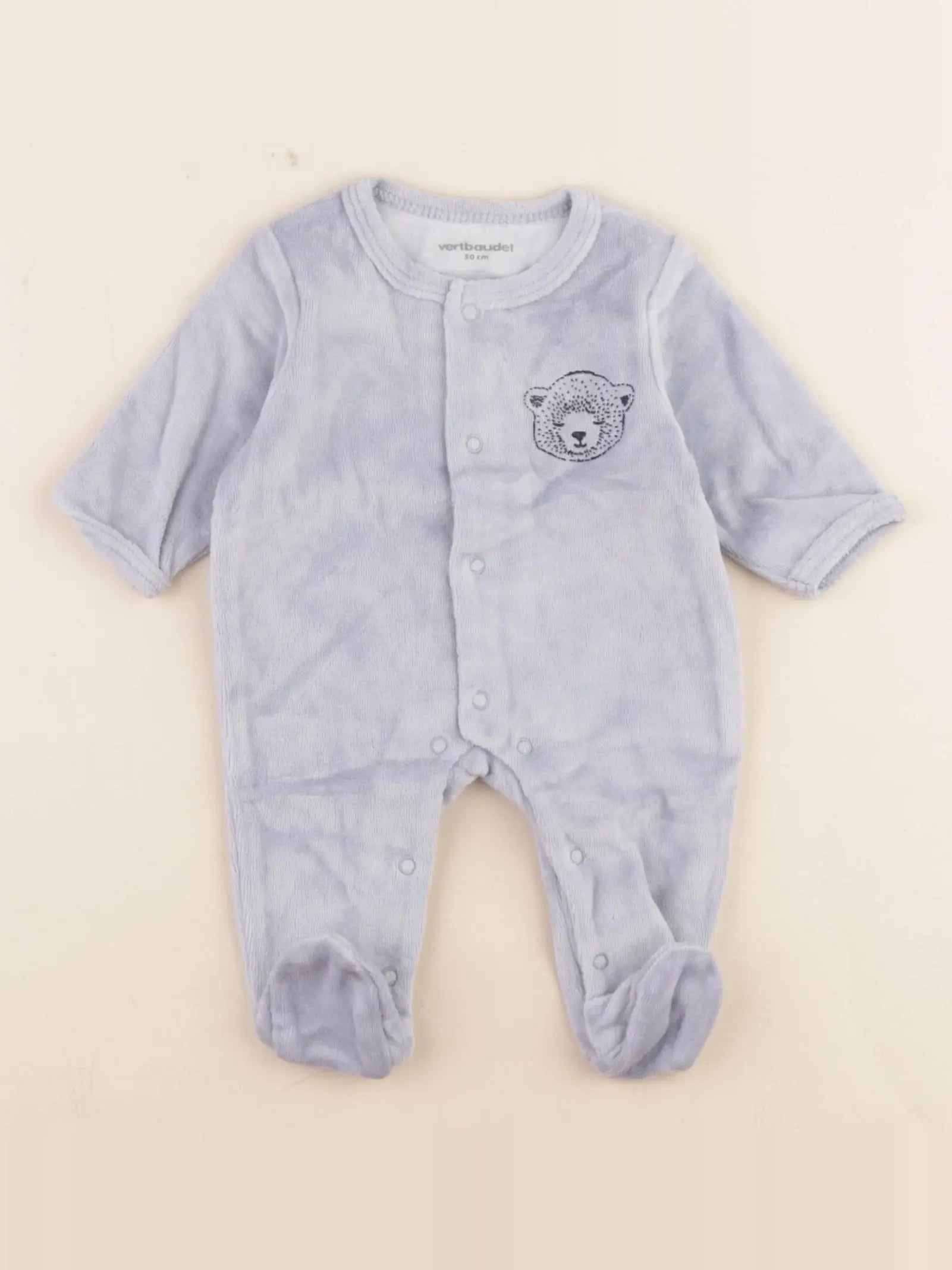 Vertbaudet - pyjama velours bleu - 0 mois