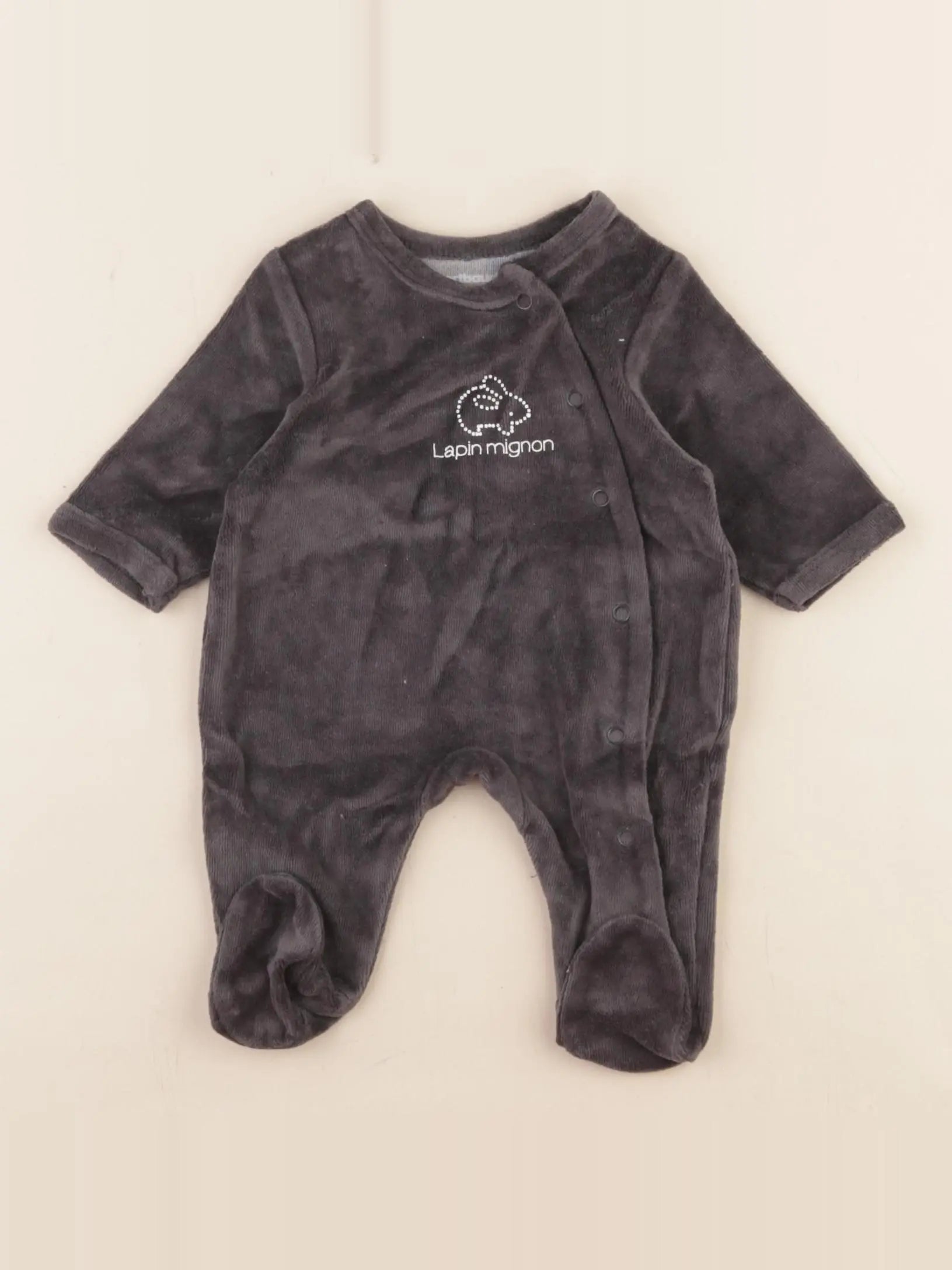 Vertbaudet - pyjama velours gris - 0 mois