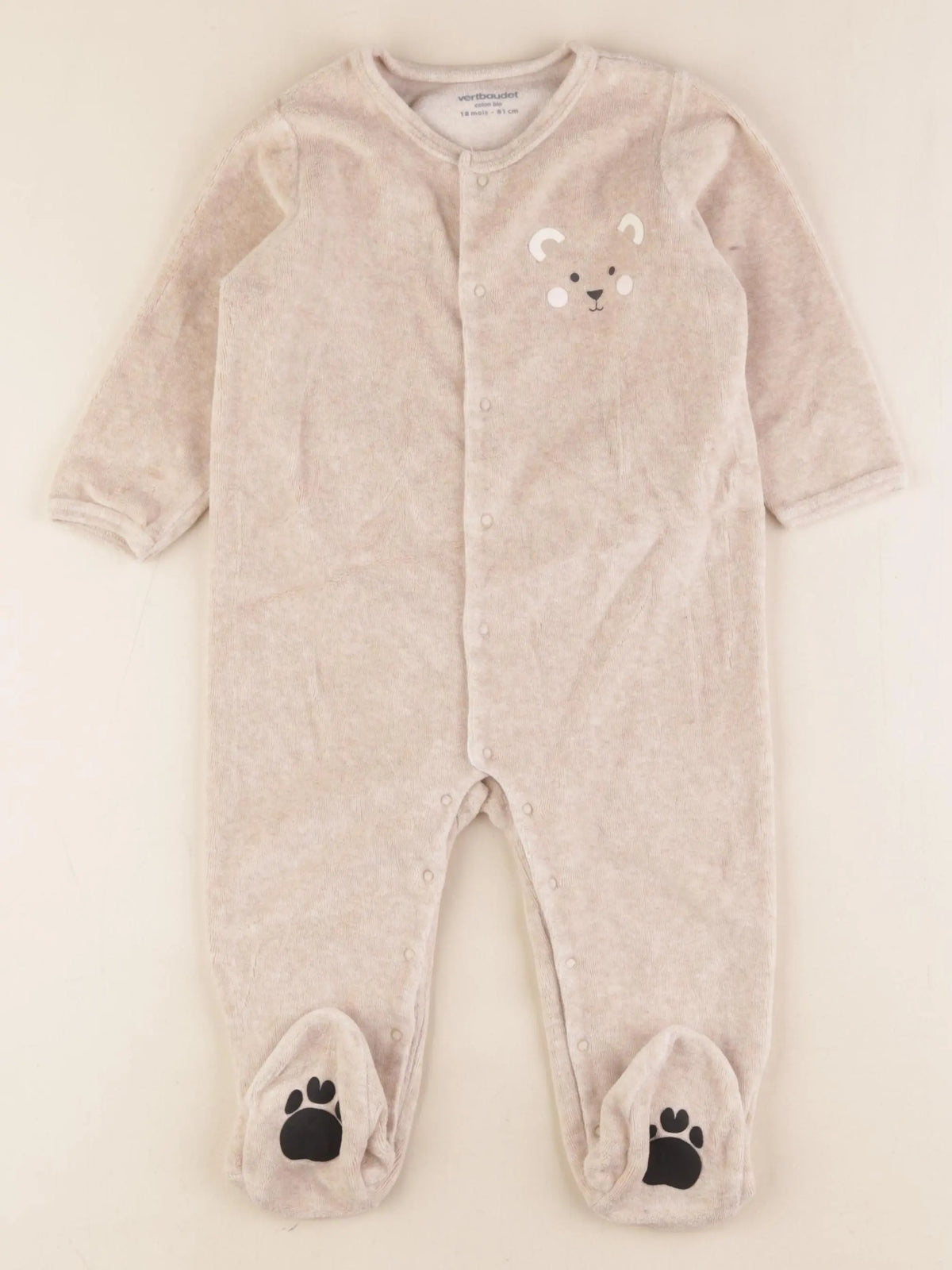 Vertbaudet - pyjama velours marron - 18 mois