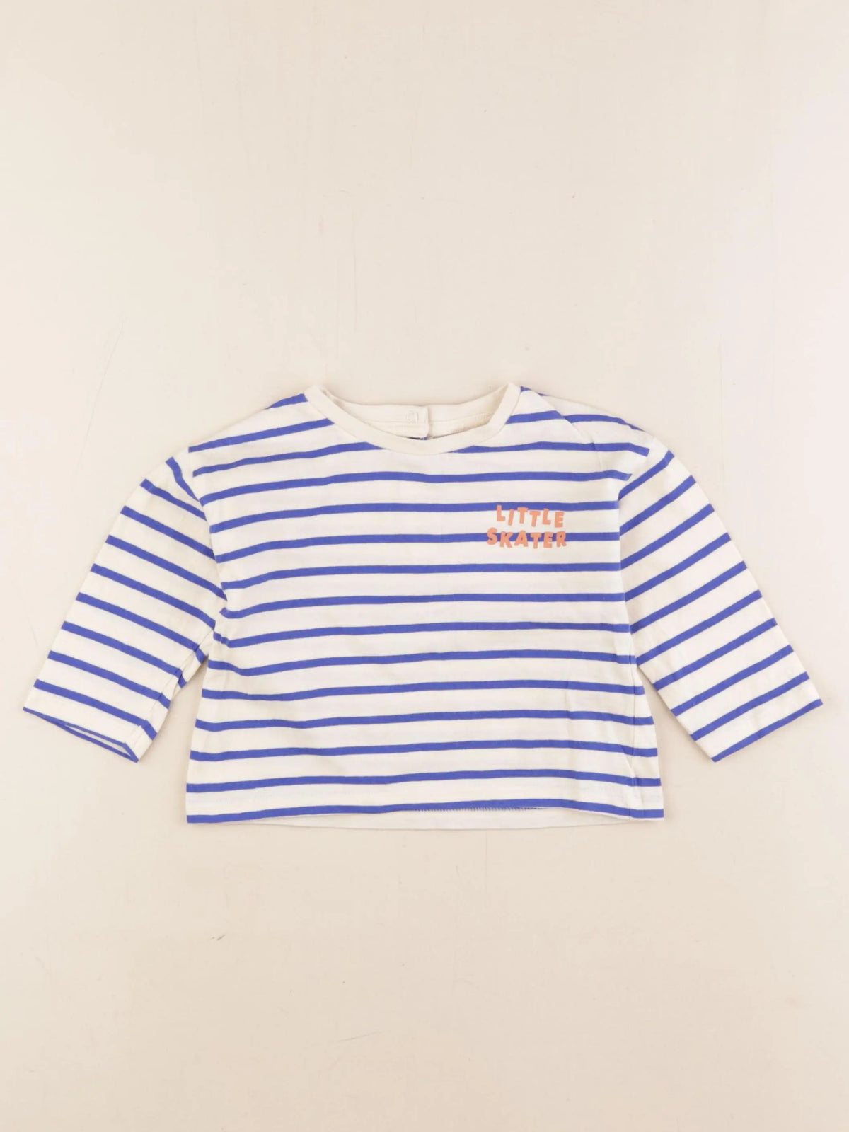 Vertbaudet - tee-shirt bleu, beige - 12 mois