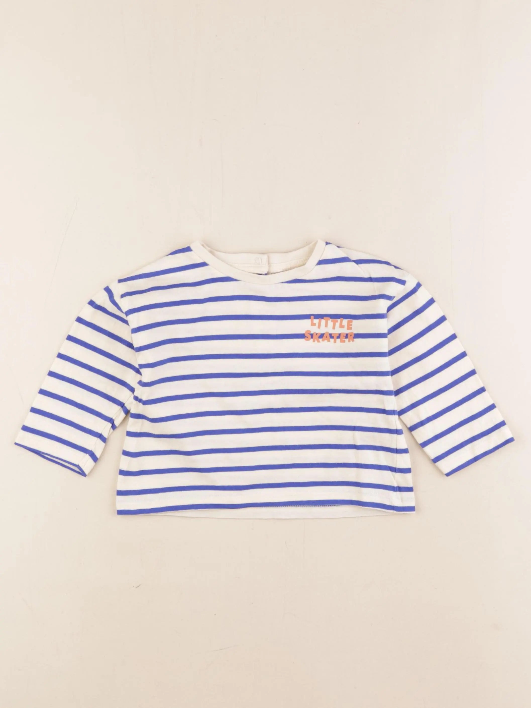 Vertbaudet - tee-shirt bleu, beige - 12 mois