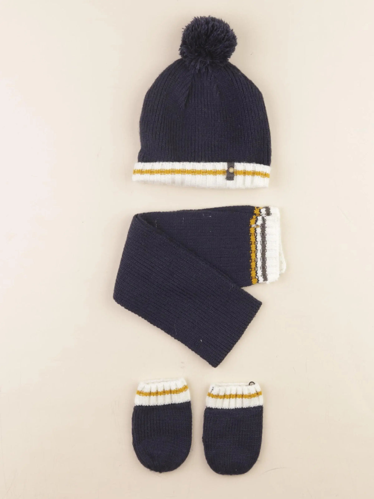 Vertbaudet - ensemble bonnet/moufles/tour de cou bleu - 12/18 mois