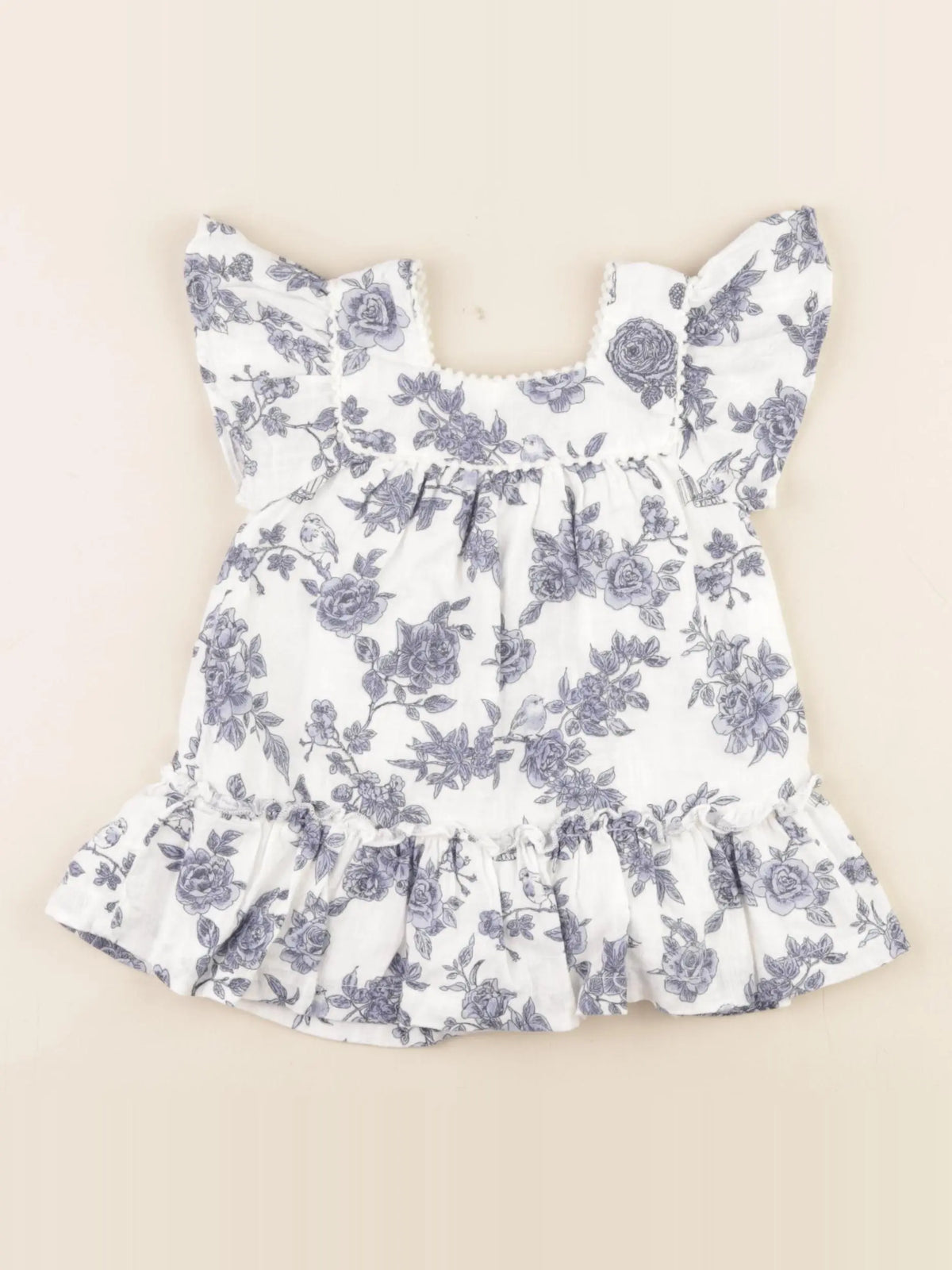 Vertbaudet - robe blanc, bleu - 9 mois