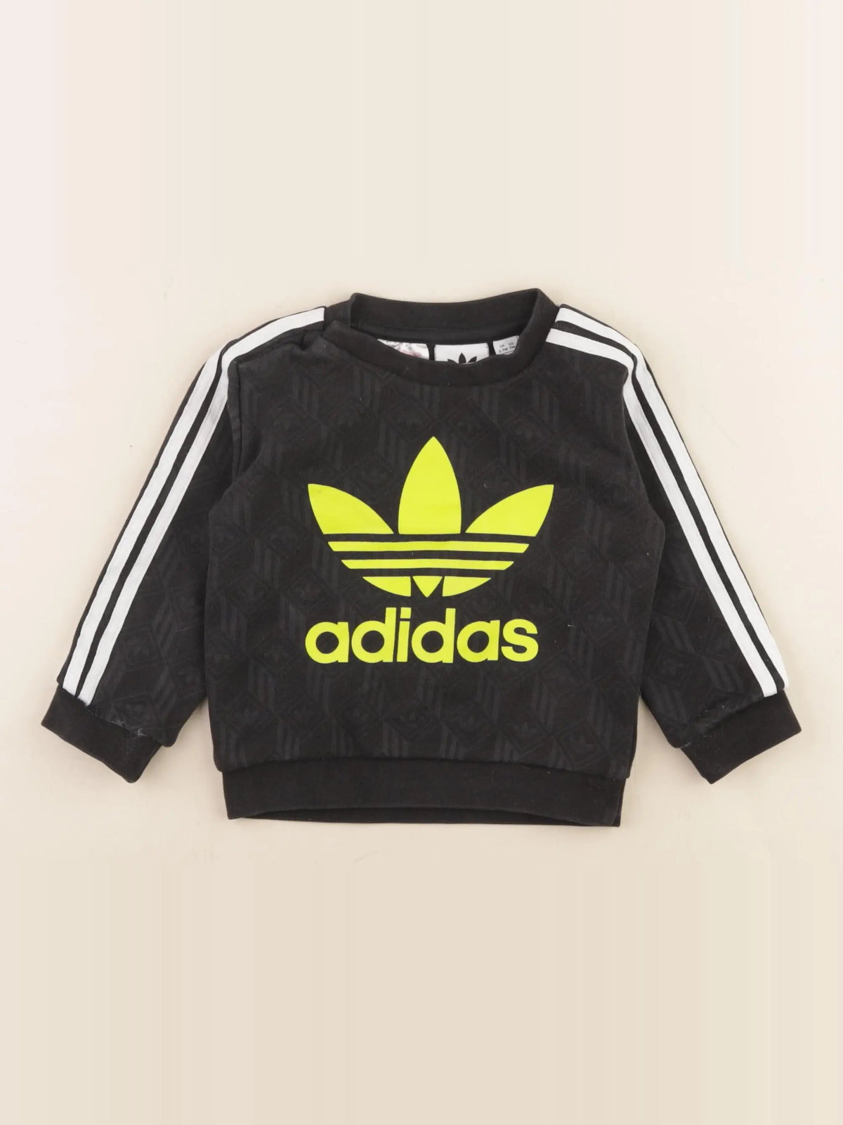 Adidas - sweat noir, jaune - 6/9 mois