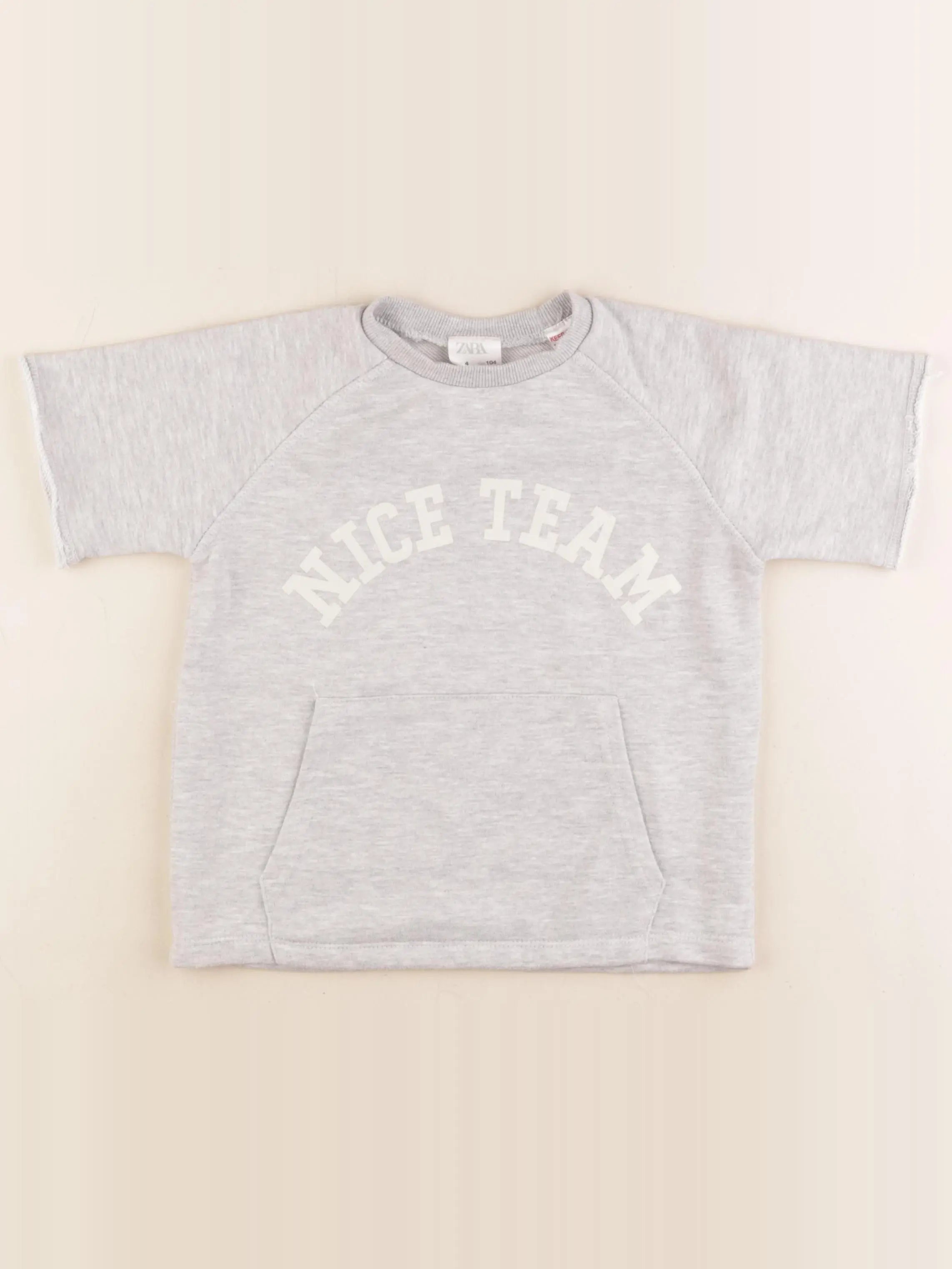 Zara - sweat manches courtes gris - 4 ans