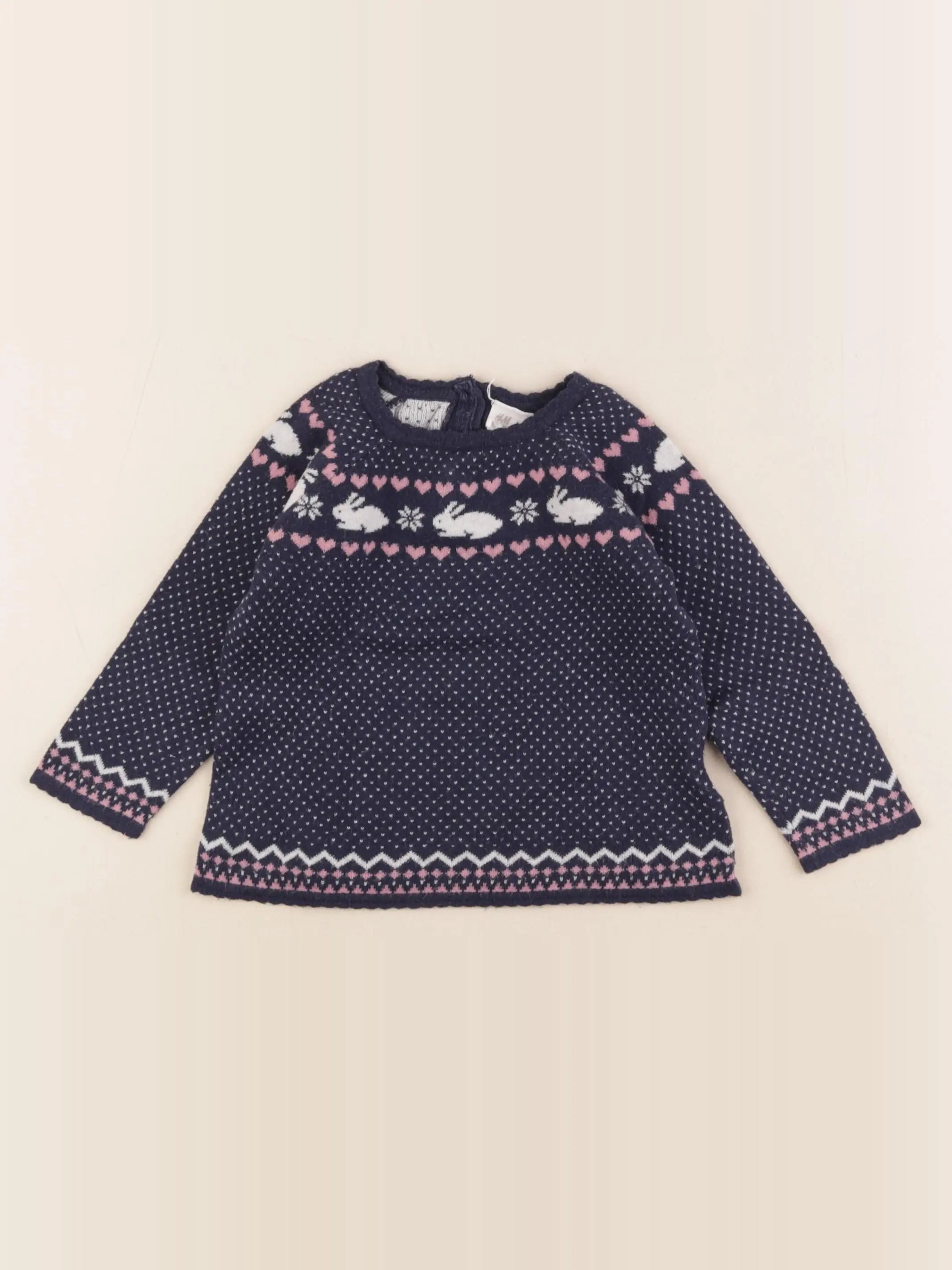 H&M - pull bleu - 9/12 mois