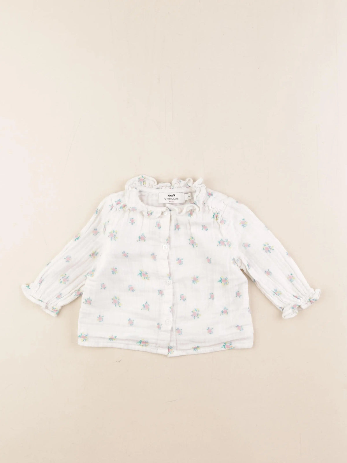 Cyrillus - blouse blanc, rose - 6 mois
