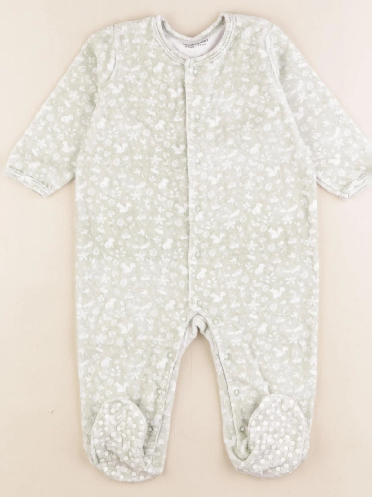 Vertbaudet - pyjama velours vert - 9 mois