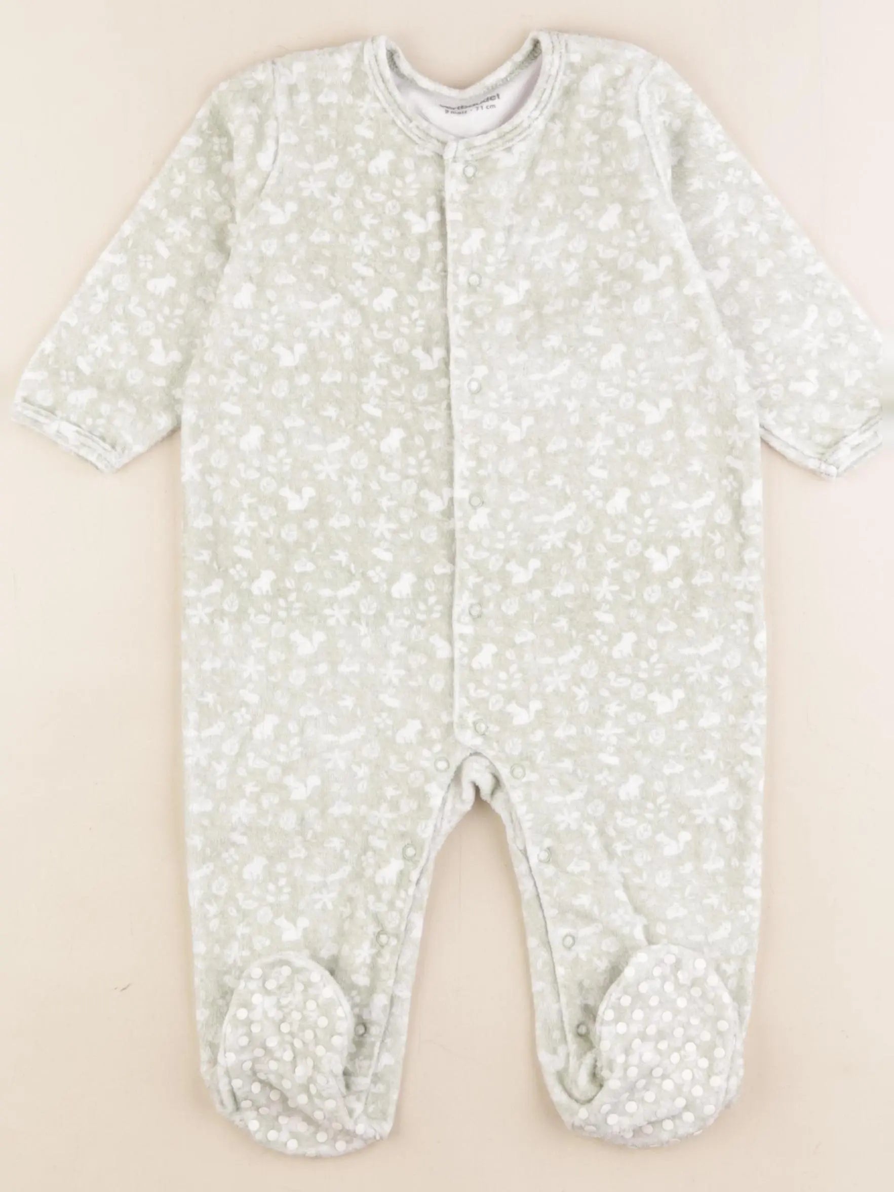Vertbaudet - pyjama velours vert - 9 mois