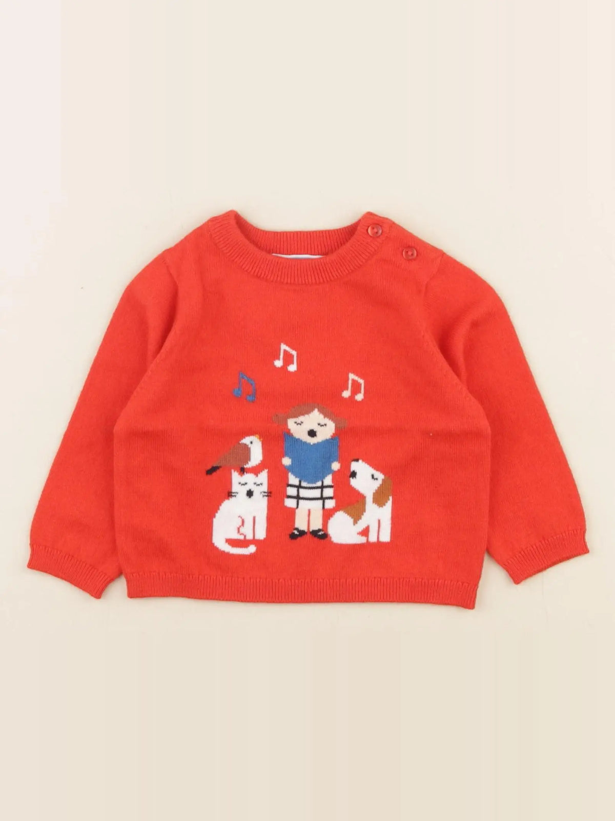 Jacadi - pull rouge - 6 mois