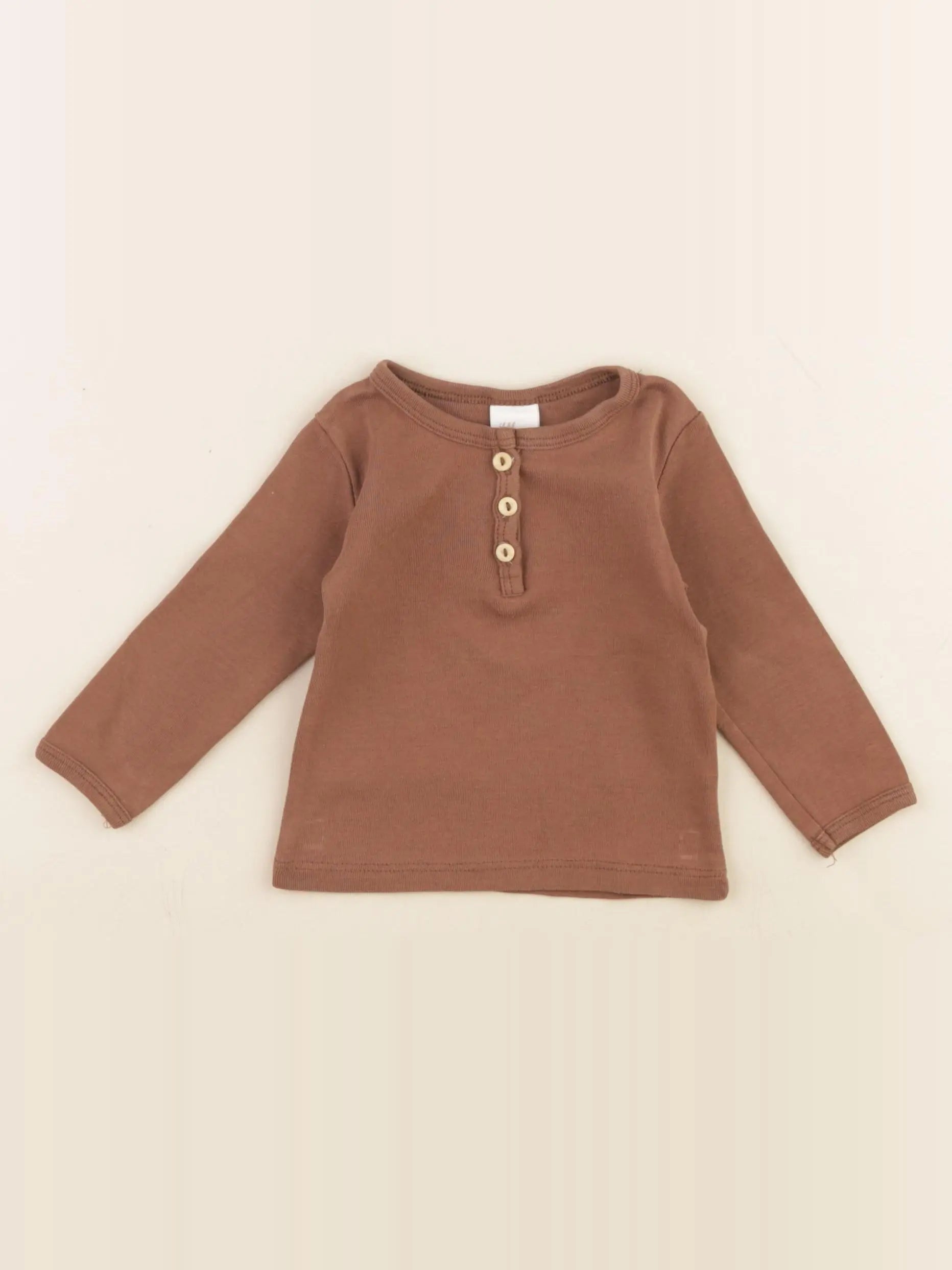 H&M - tee-shirt marron - 2/4 mois