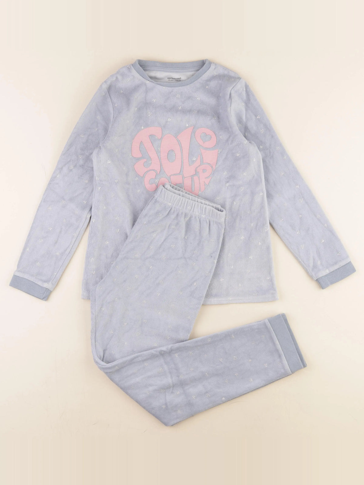 Vertbaudet - pyjama velours bleu - 10 ans
