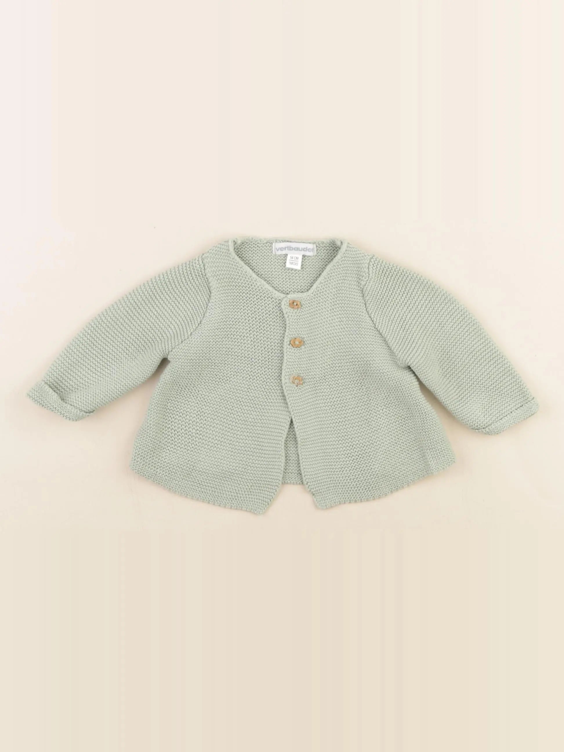 Vertbaudet - gilet vert - 1 mois