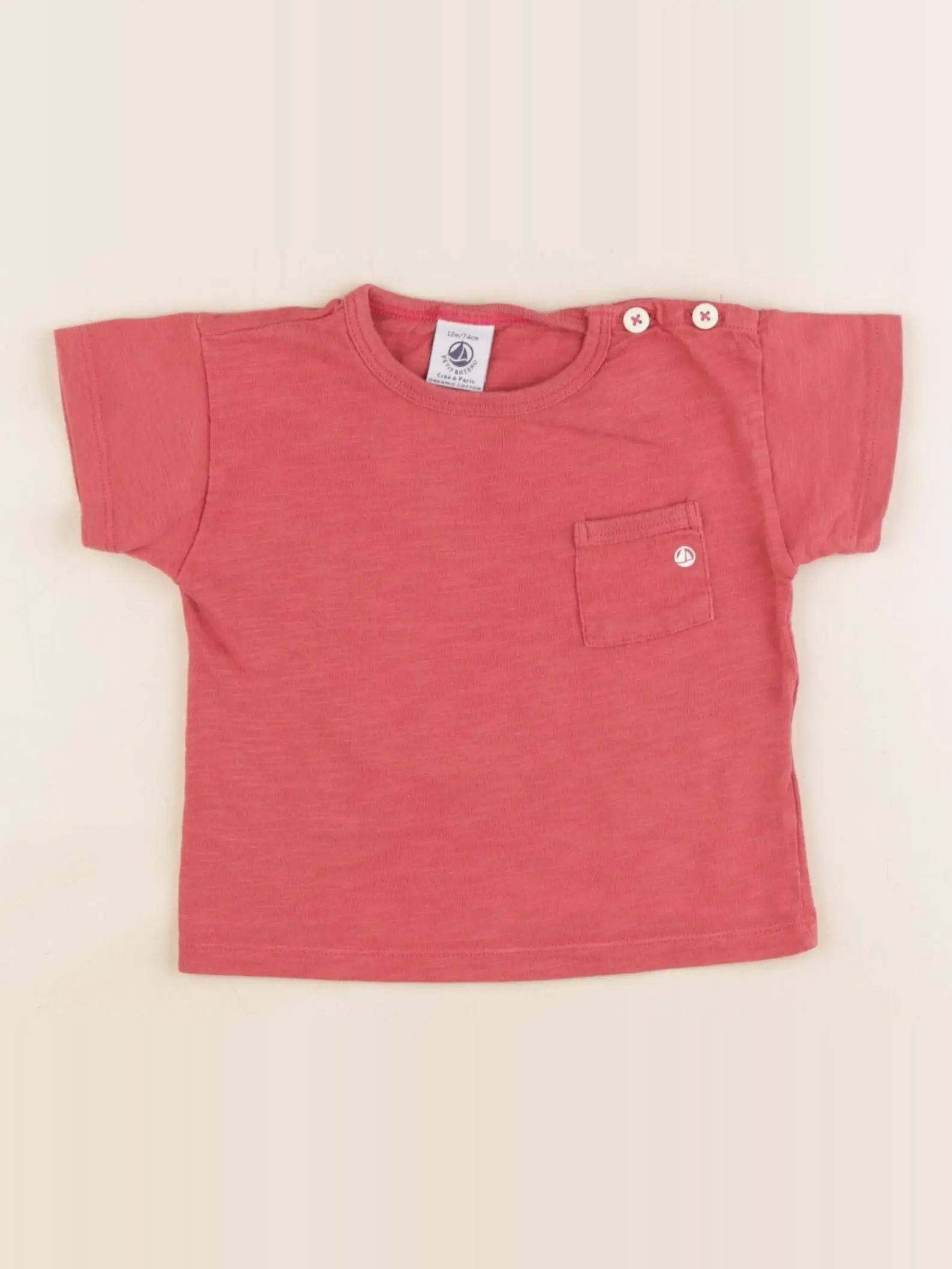 Petit Bateau - tee-shirt rouge - 12 mois