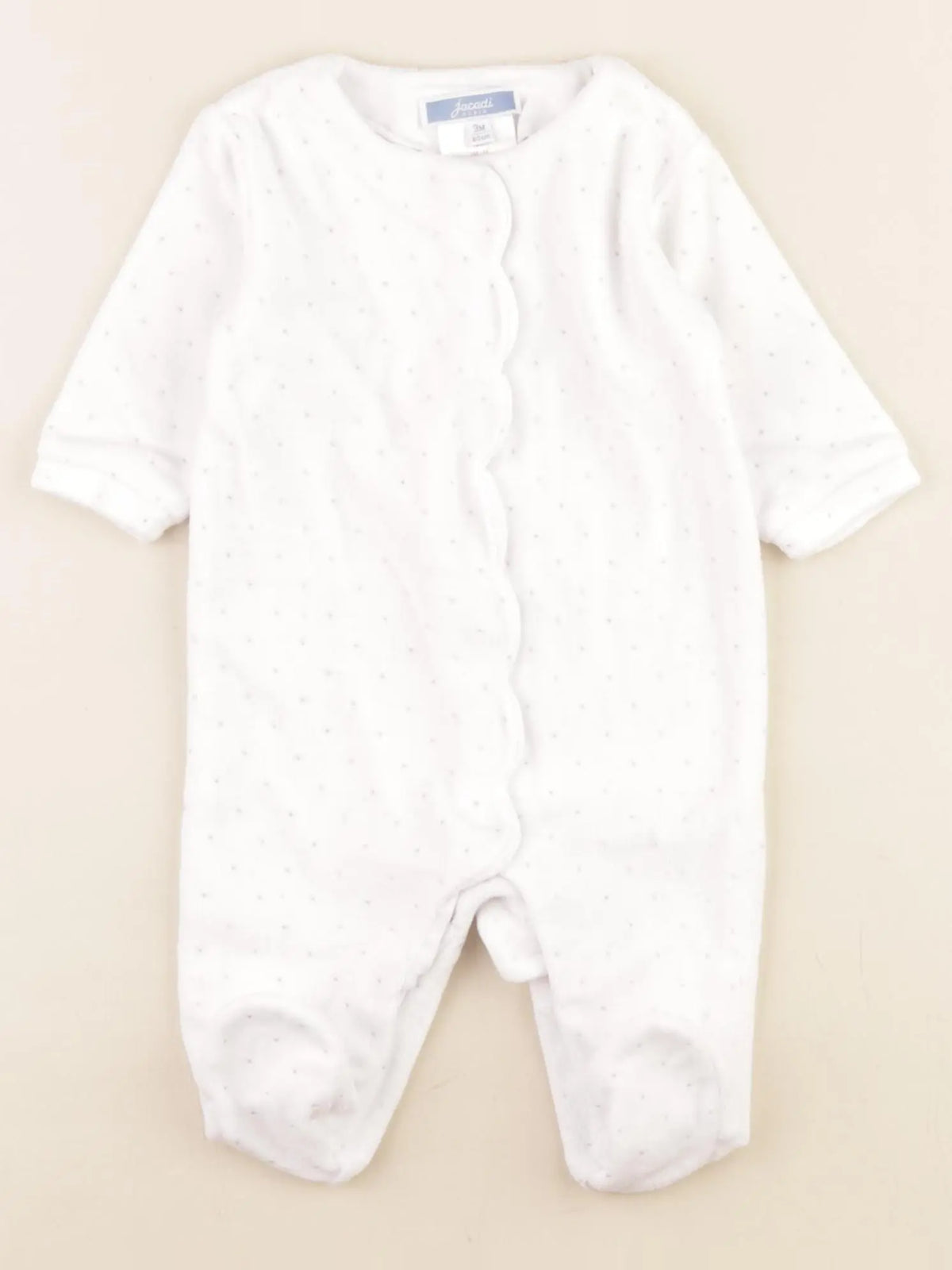 Jacadi - pyjama velours blanc, argent - 3 mois