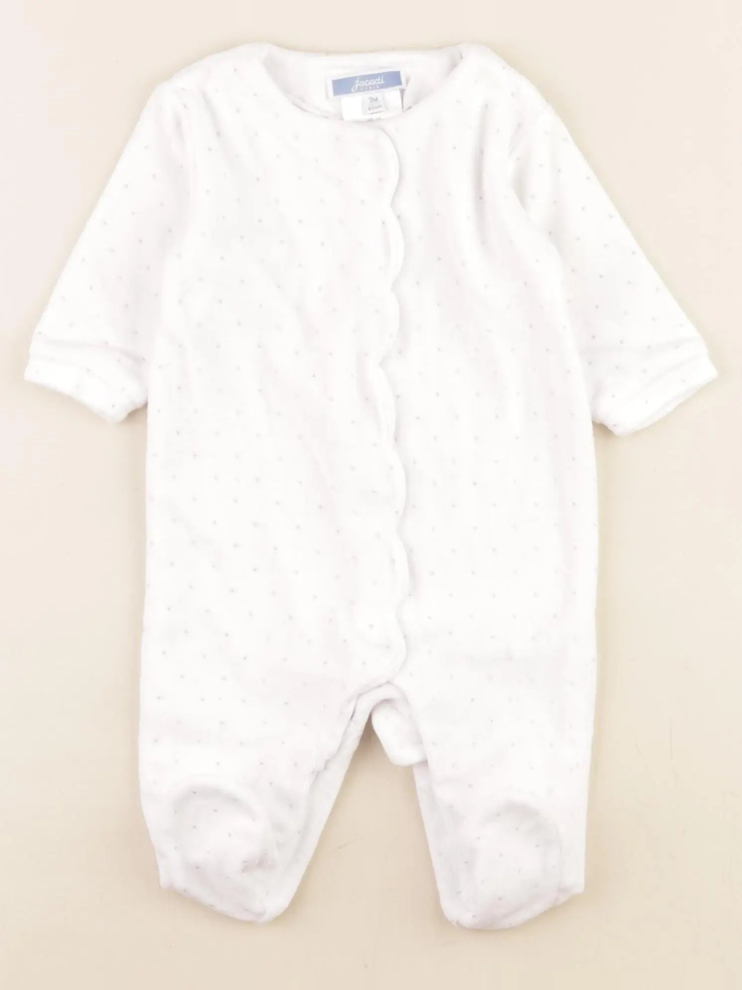 Jacadi - pyjama velours blanc, argent - 3 mois