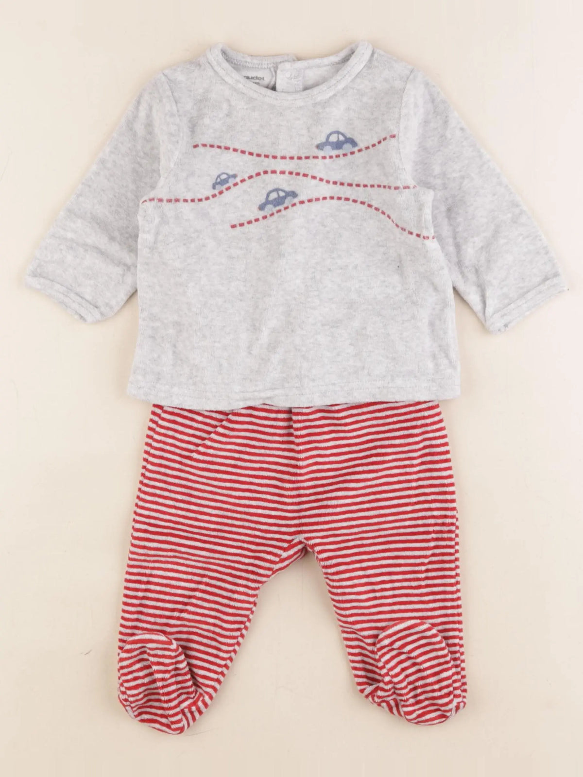 Vertbaudet - pyjama velours rouge - 6 mois