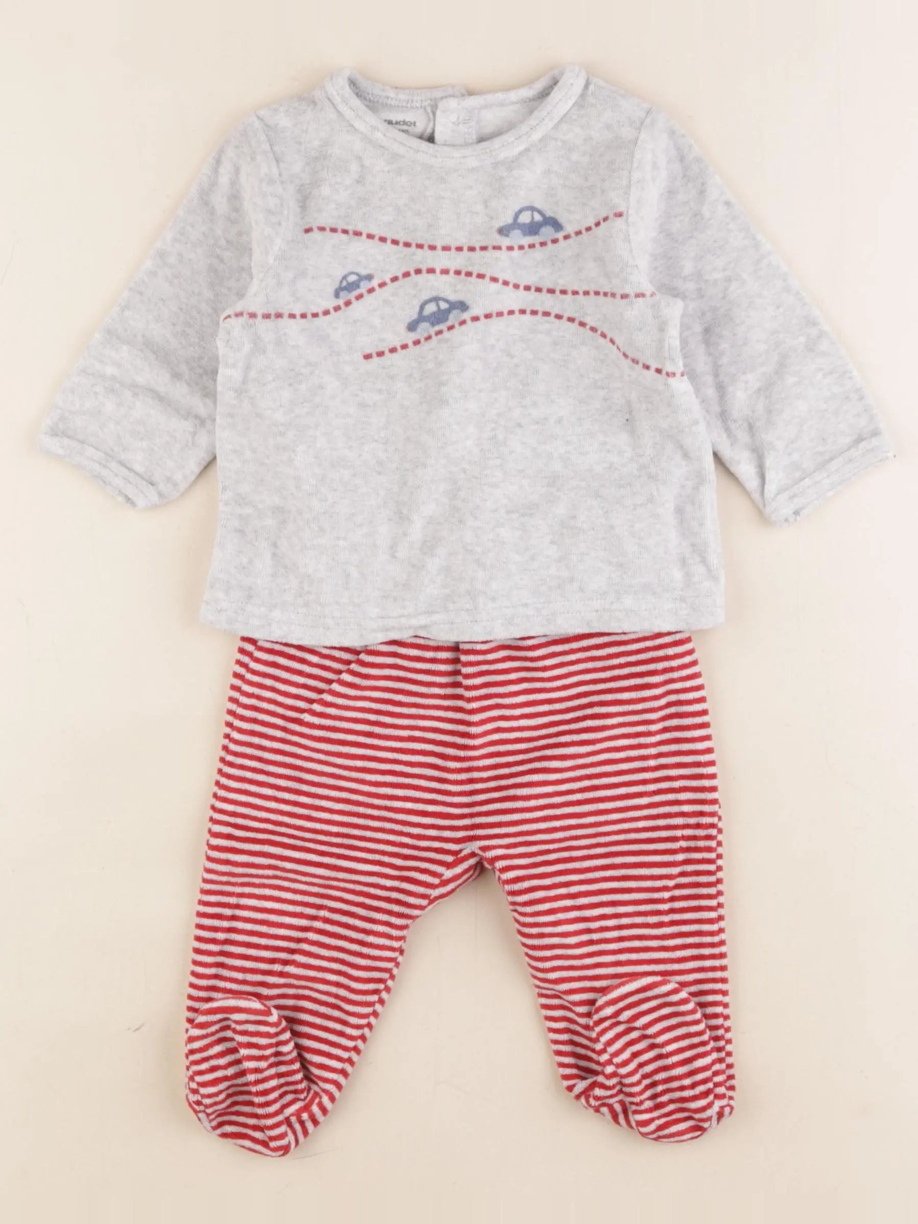 Vertbaudet - pyjama velours rouge - 6 mois