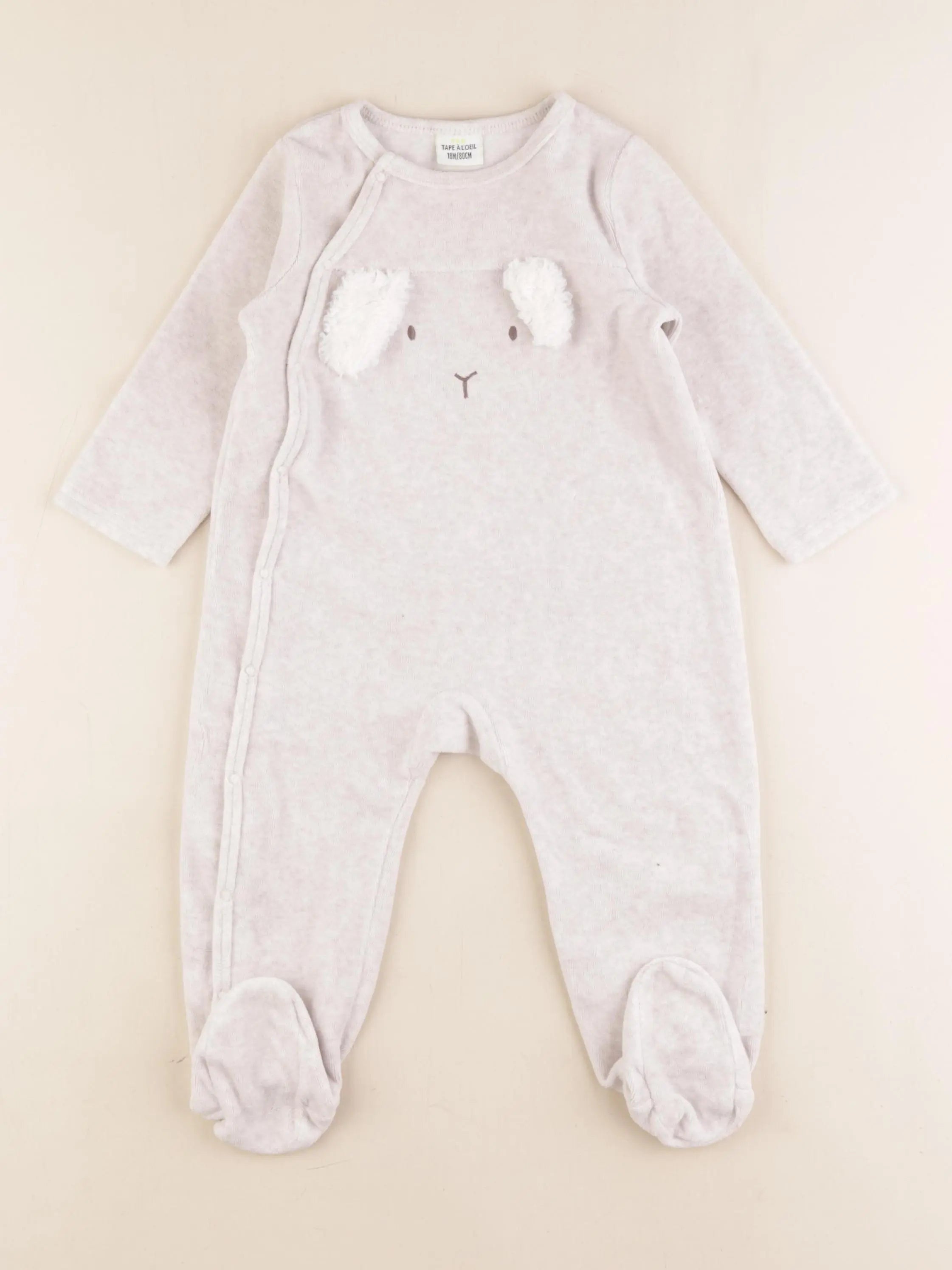 Tape à l'oeil - pyjama velours beige - 18 mois