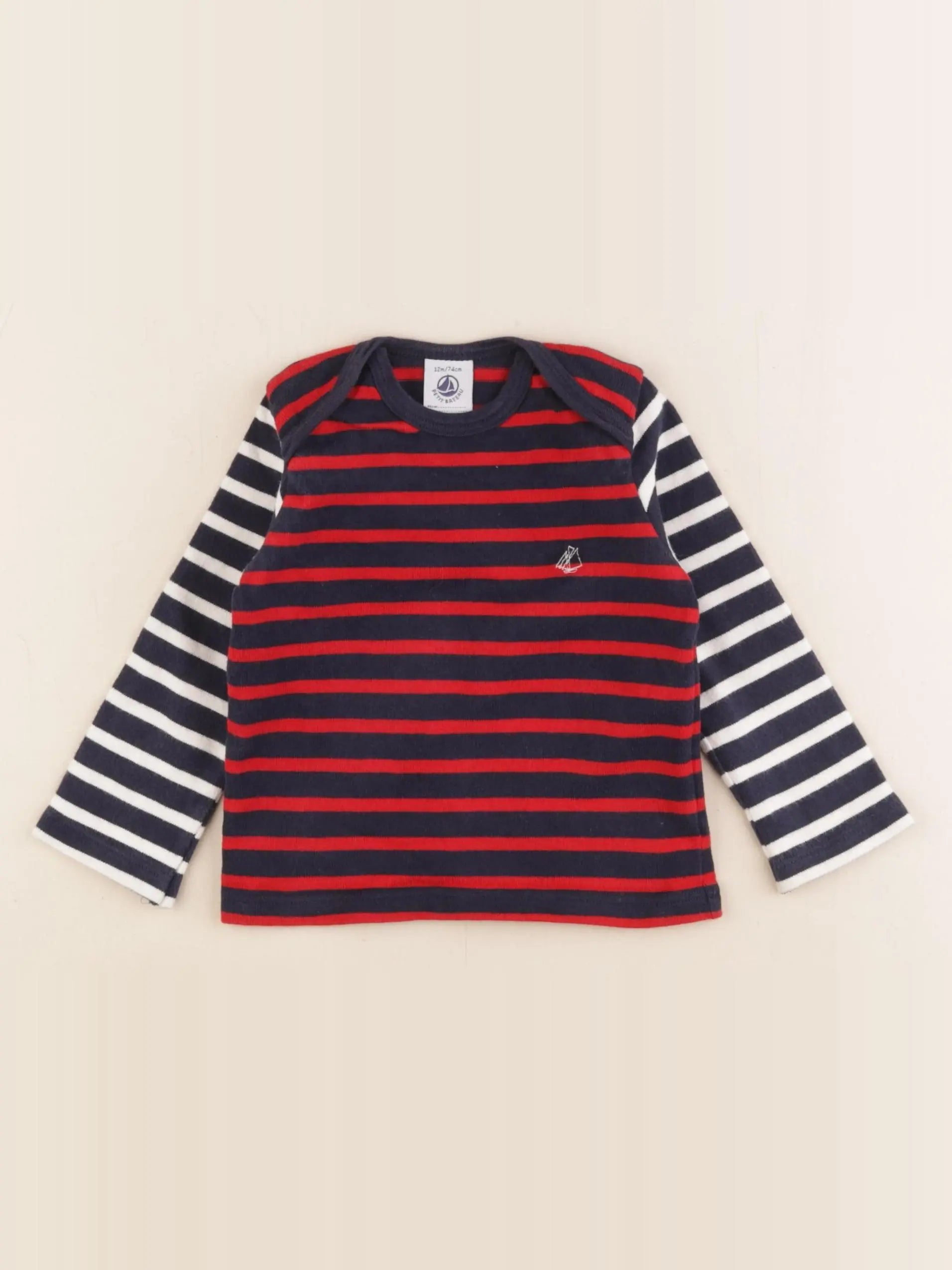 Petit Bateau - tee-shirt rouge - 12 mois