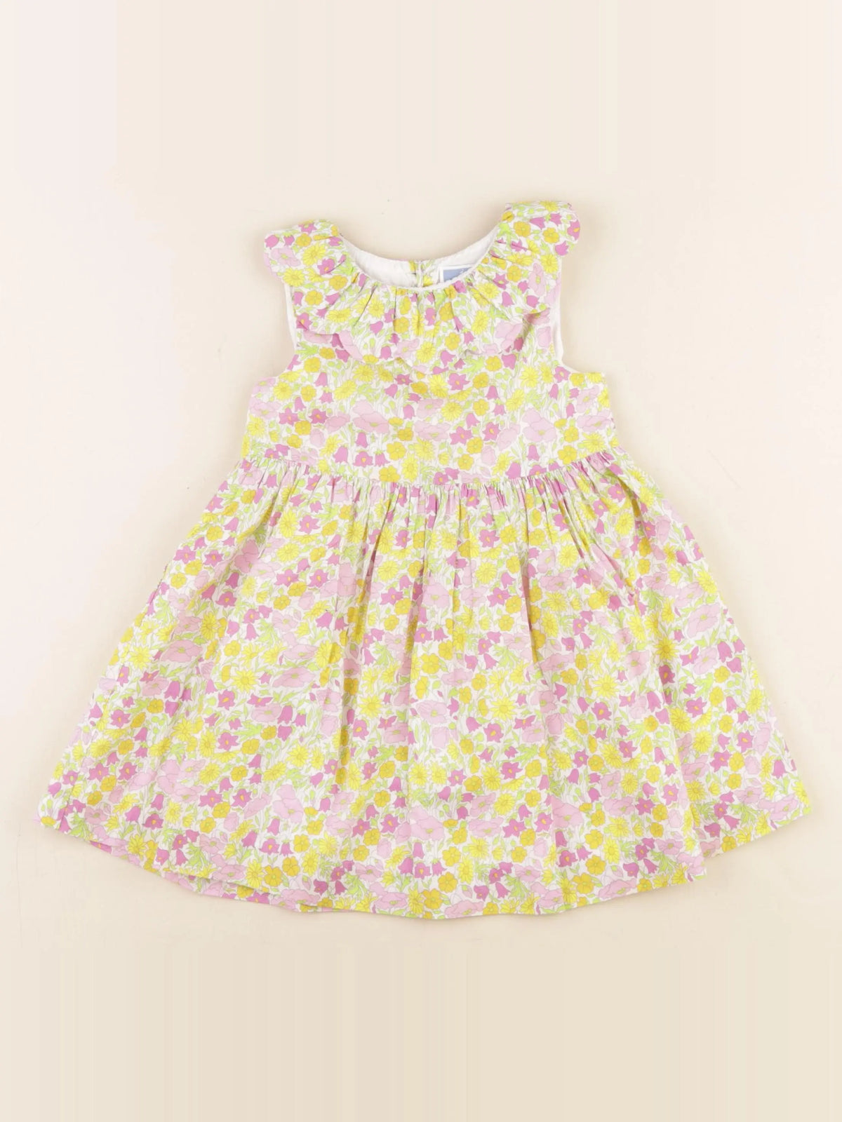 Jacadi - robe liberty jaune, rose - 24 mois