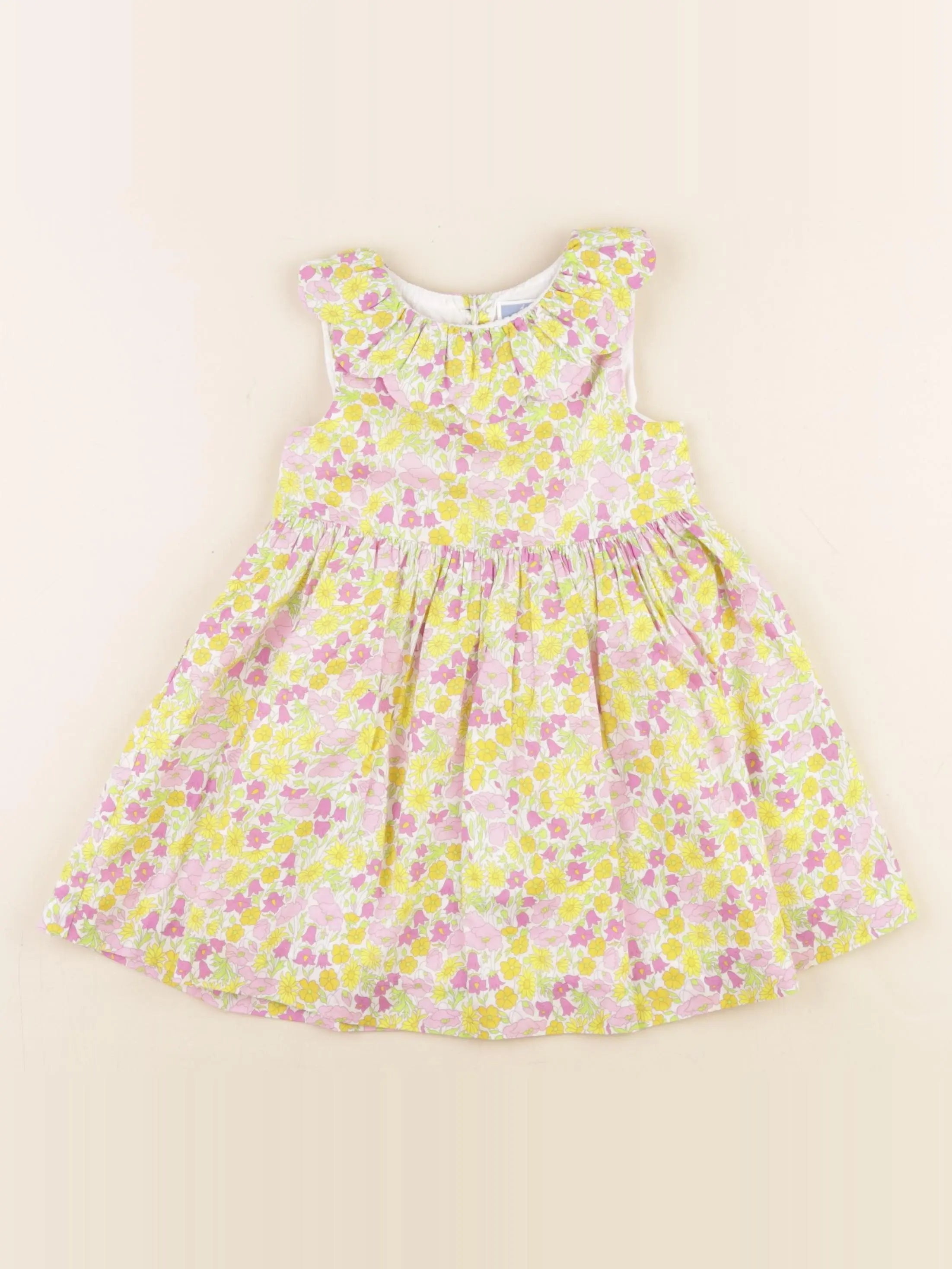 Jacadi - robe liberty jaune, rose - 24 mois